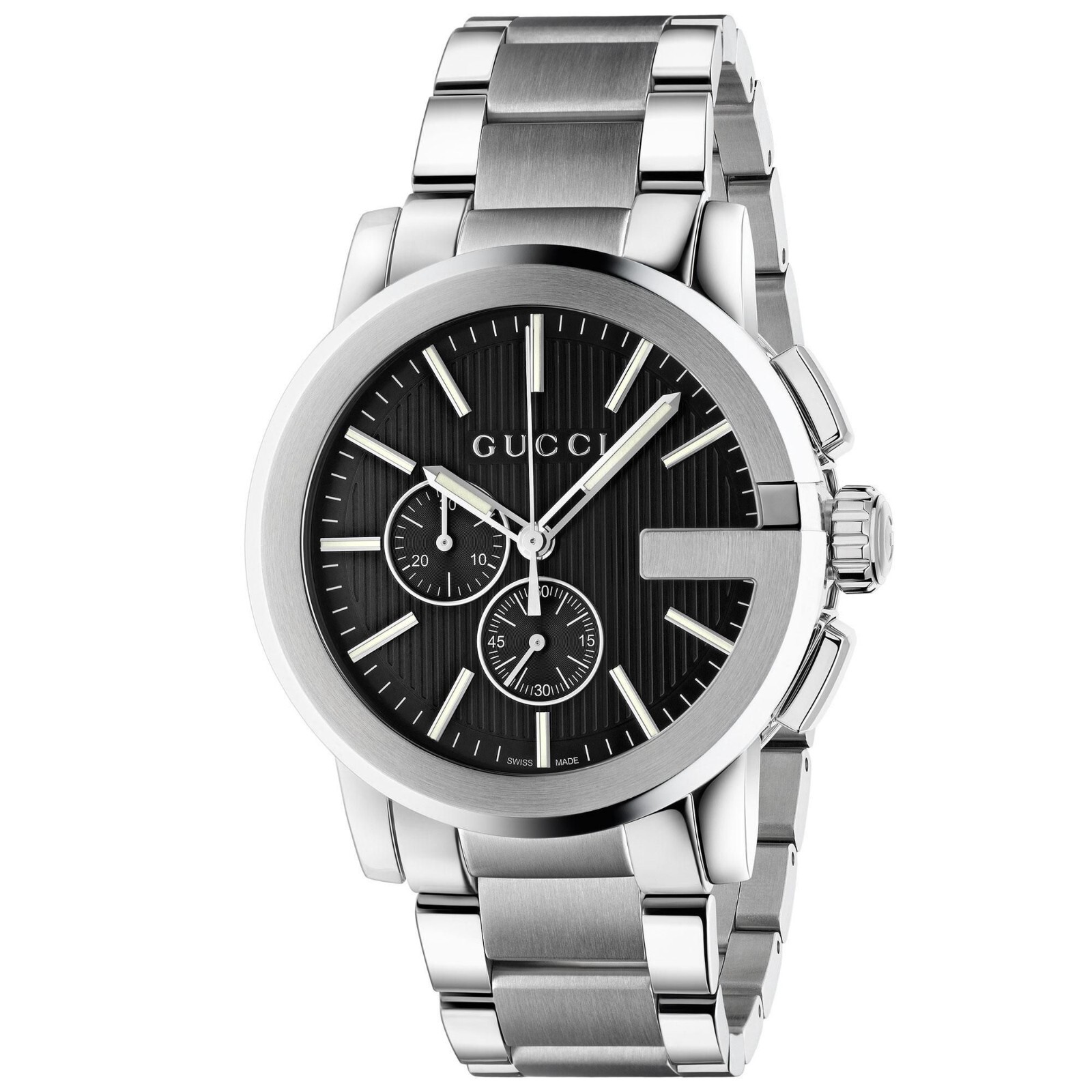 New Gucci G-Chrono Black Dial Stainless Steel Watch YA101204
