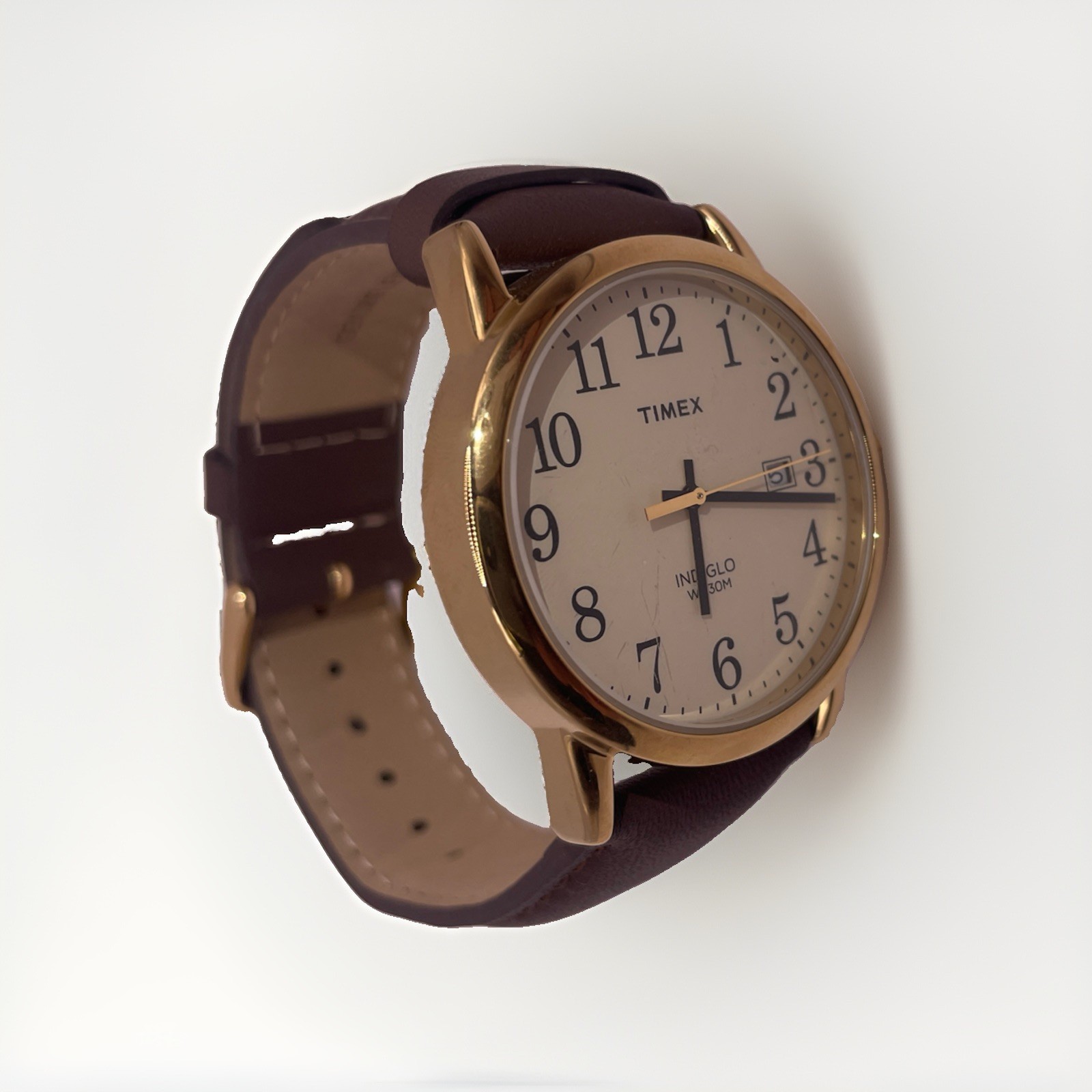 Timex TW2P75800, Men’s Easy Reader Brown Leather Watch, Indiglo, Date, No Box