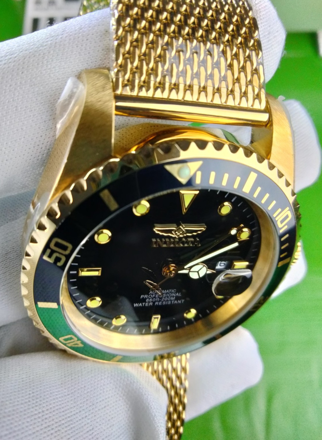 Invicta Pro Diver 47967 Automatic Men’s Watch 47mm Gold Black Dial 200M