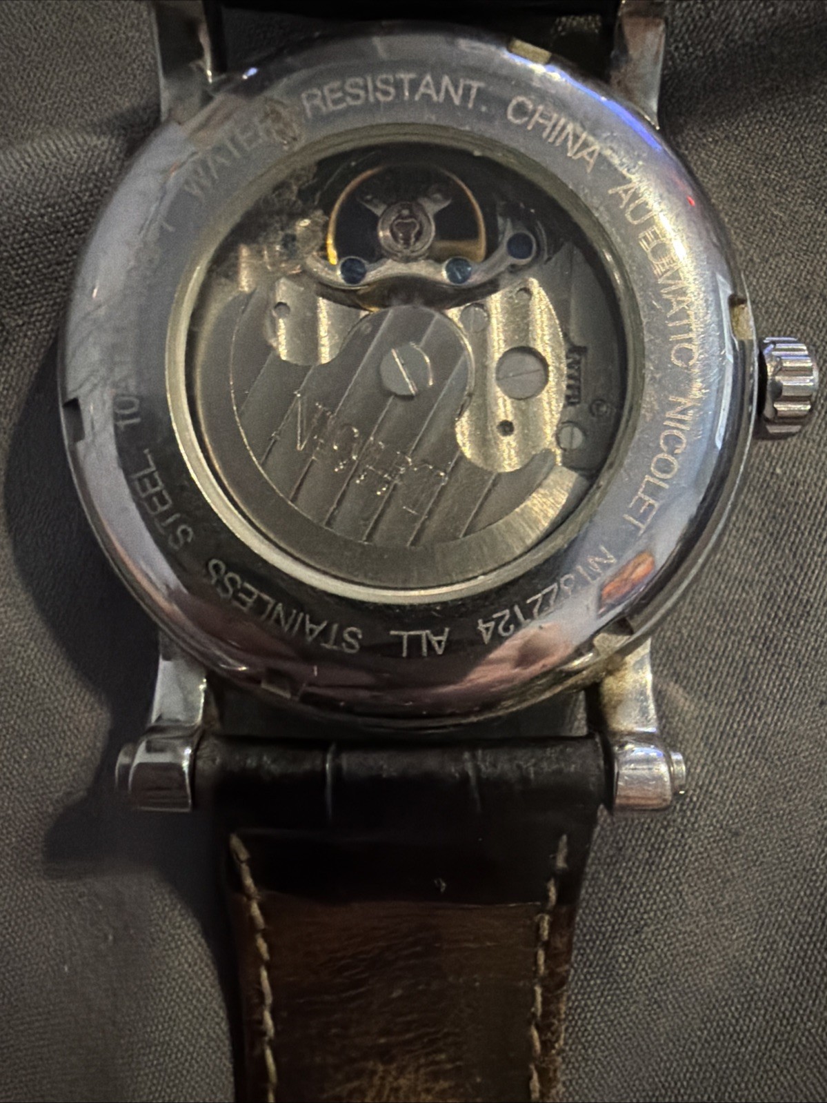 Nicolet 1886 Automatic Roman # Maybe Rarer & Works Small Scratch But Minimal