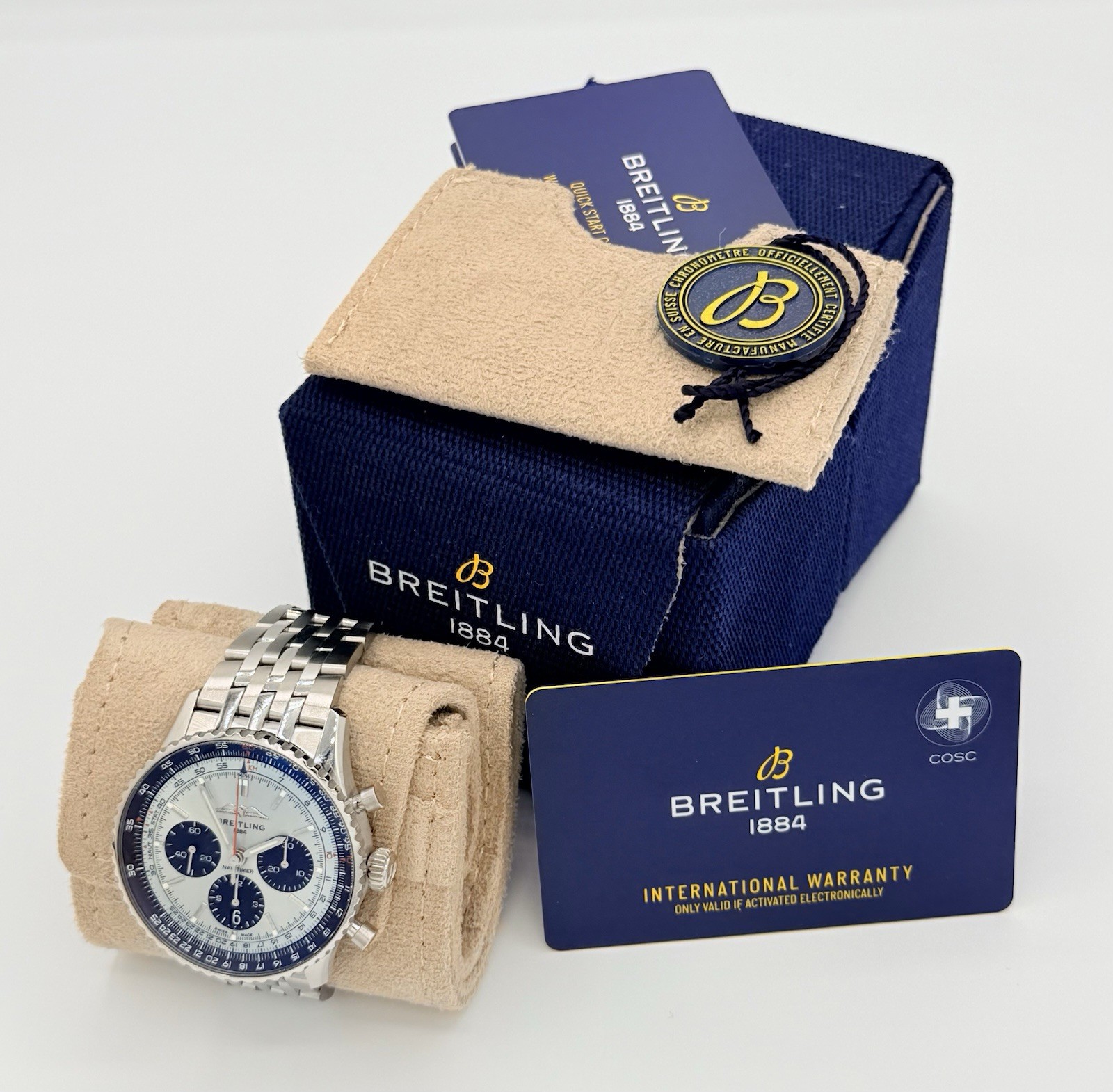 Breitling Navitimer B01 Chronograph AB0138 Ice Blue Dial, FULL SET, WARRANTY, 43