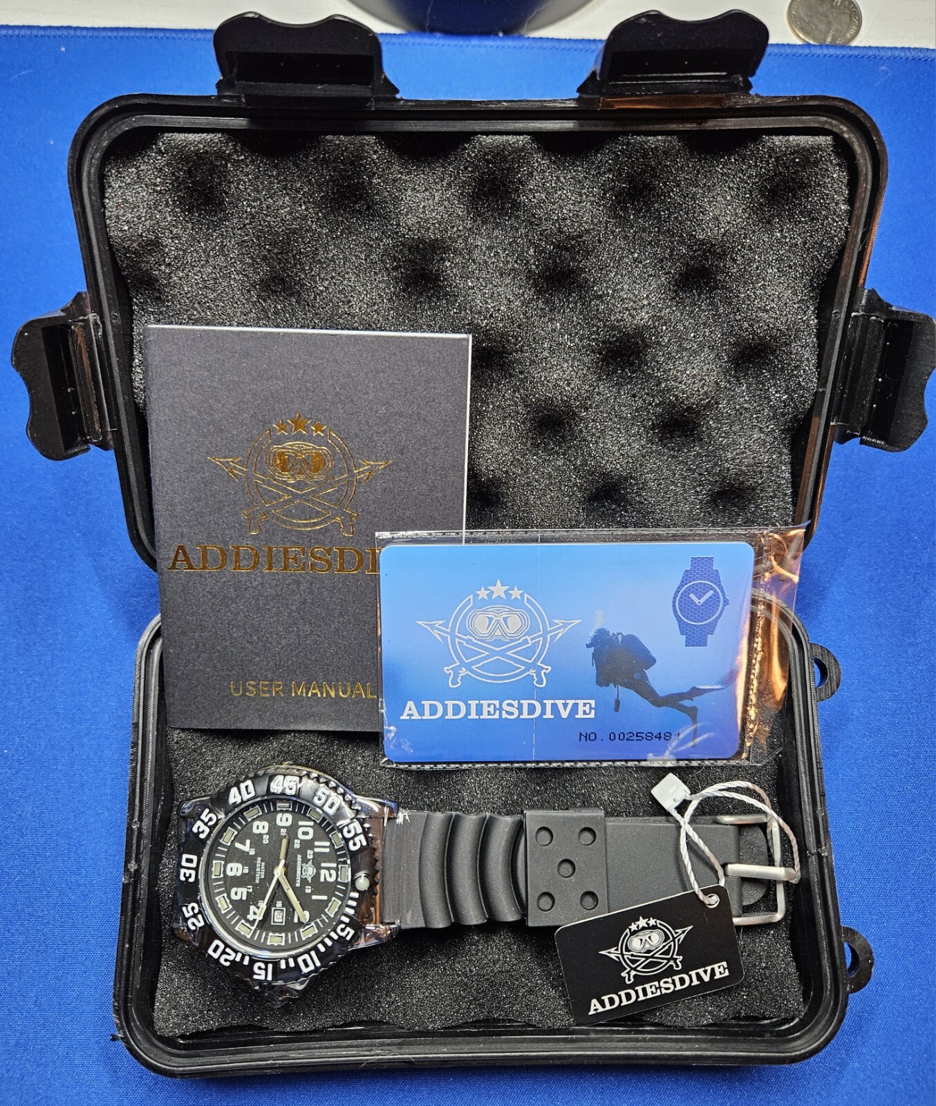 Addiesdive 44MM Luminox Style Black Rubber Strap Quartz Watch With Hard Case New