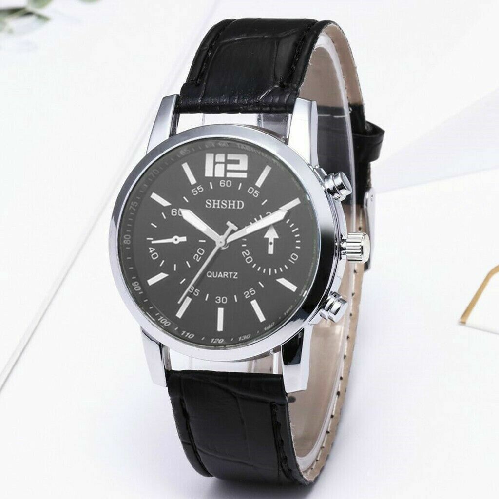 EPIC TIME-Fashion Chrono Stainless Steel Analog Date Sport Quartz Watch-Blk/wht