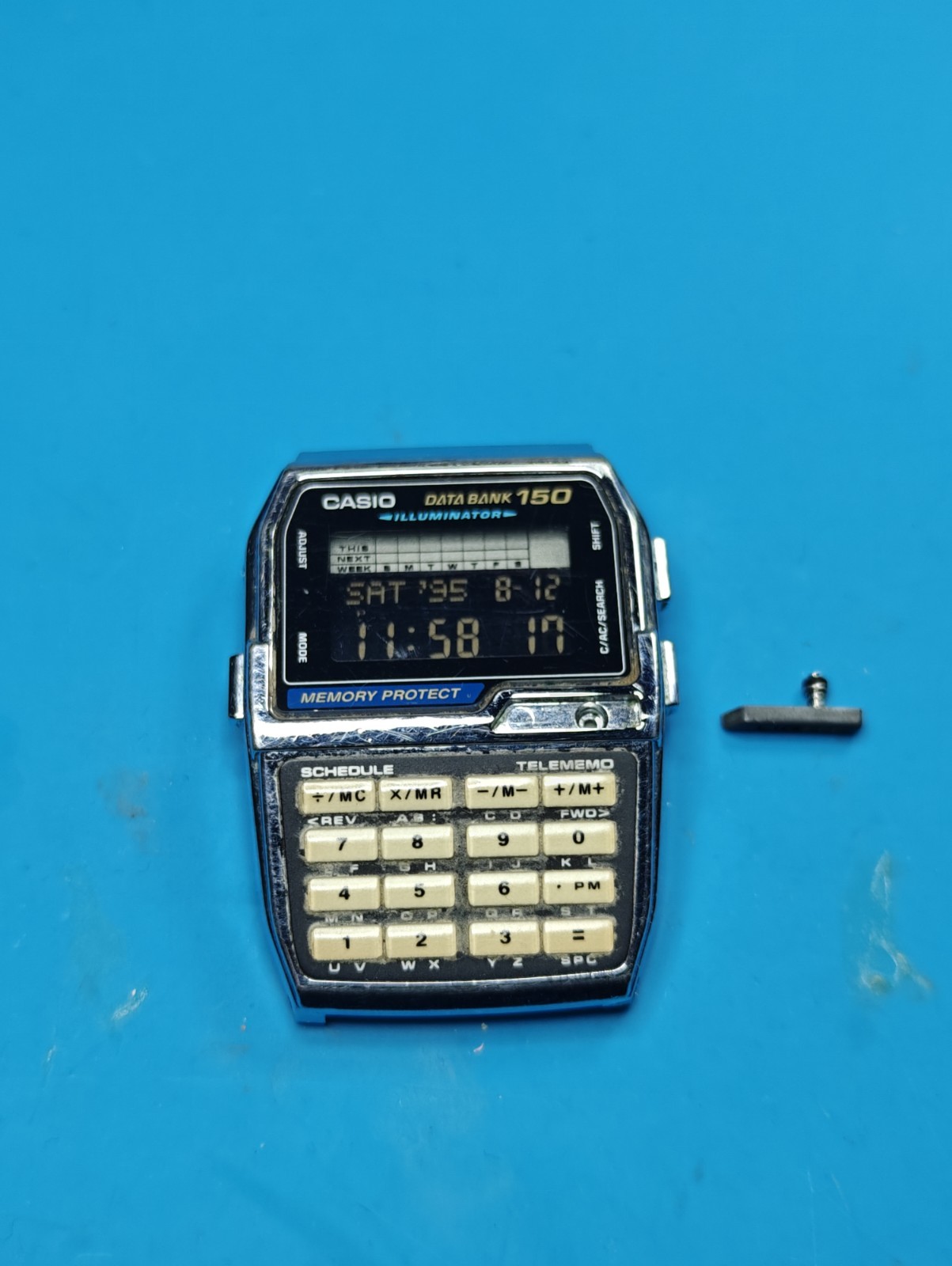 Casio Data Bank 150 Calculator Watch Silver, For Parts!