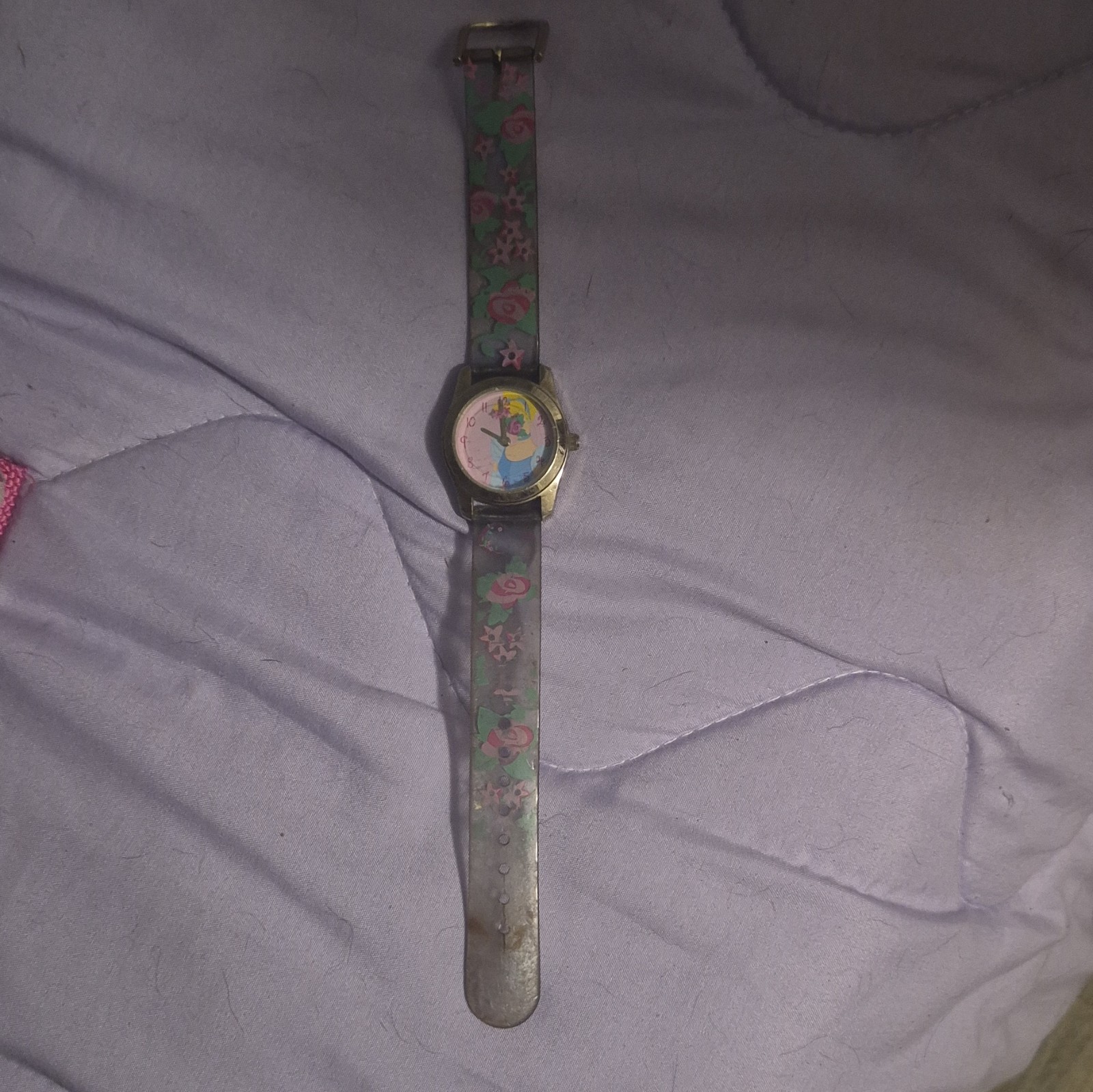Disney Cinderella Quartz Analog Wristwatch 12-Hour Dial Floral Plastic Strap