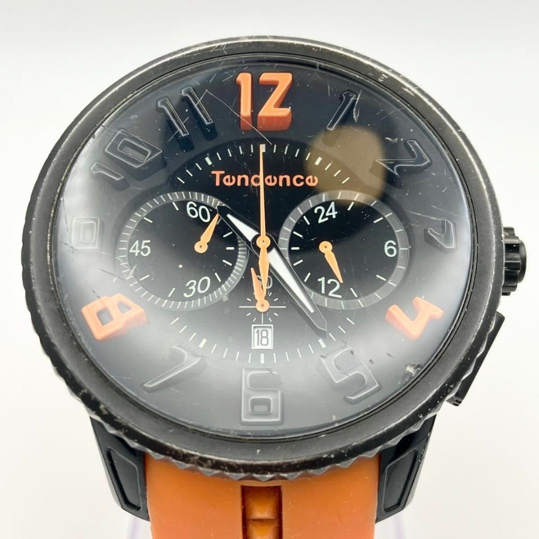 Tendence Gulliver Round Chronograph Black X Orange Watch Quartz Japan