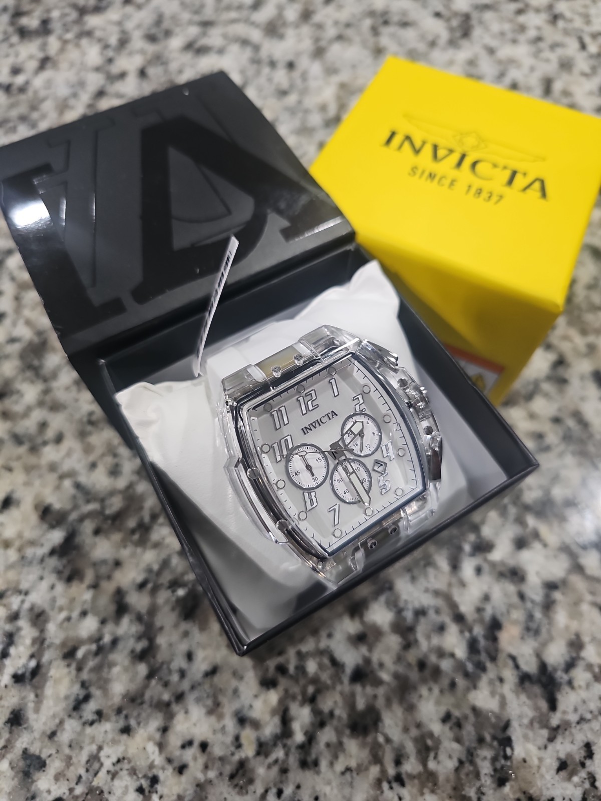 Retail $349.00 Invicta S1 Rally Crystal Chronograph Men’s 47mm Clear Case White