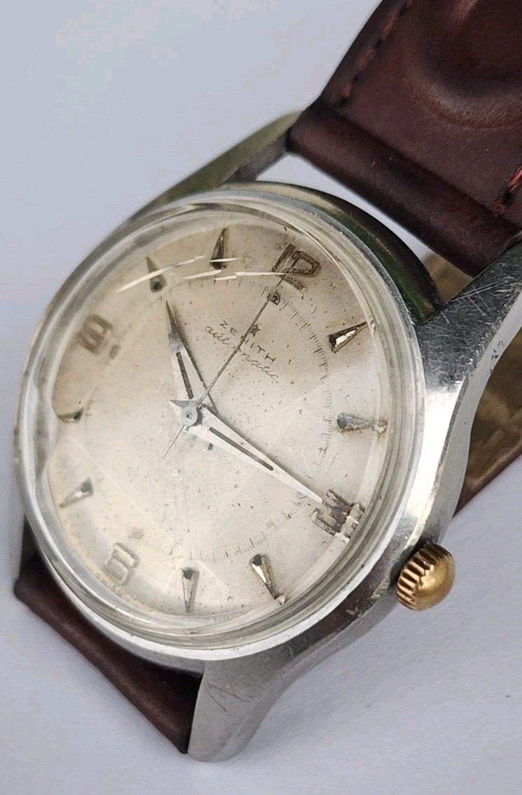 VINTAGE 1950’S ZENITH AUTOMATIC BUMPER S STEEL MEN’S 35mm SWISS WATCH CAL 133.8