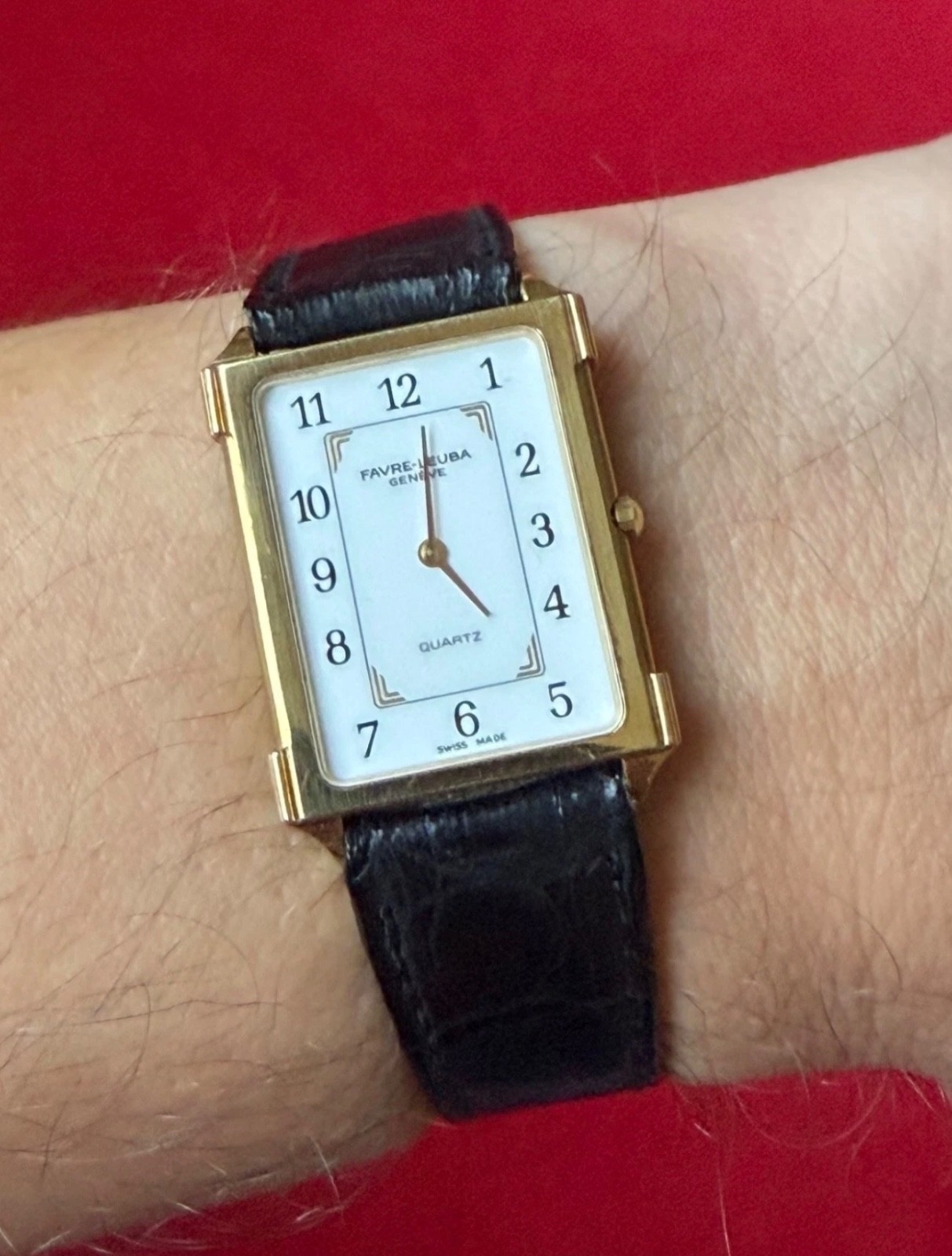 Rare Favre-Leuba Geneve Tank 0856-51 Swiss quartz gold plated 10mic 30x22mm