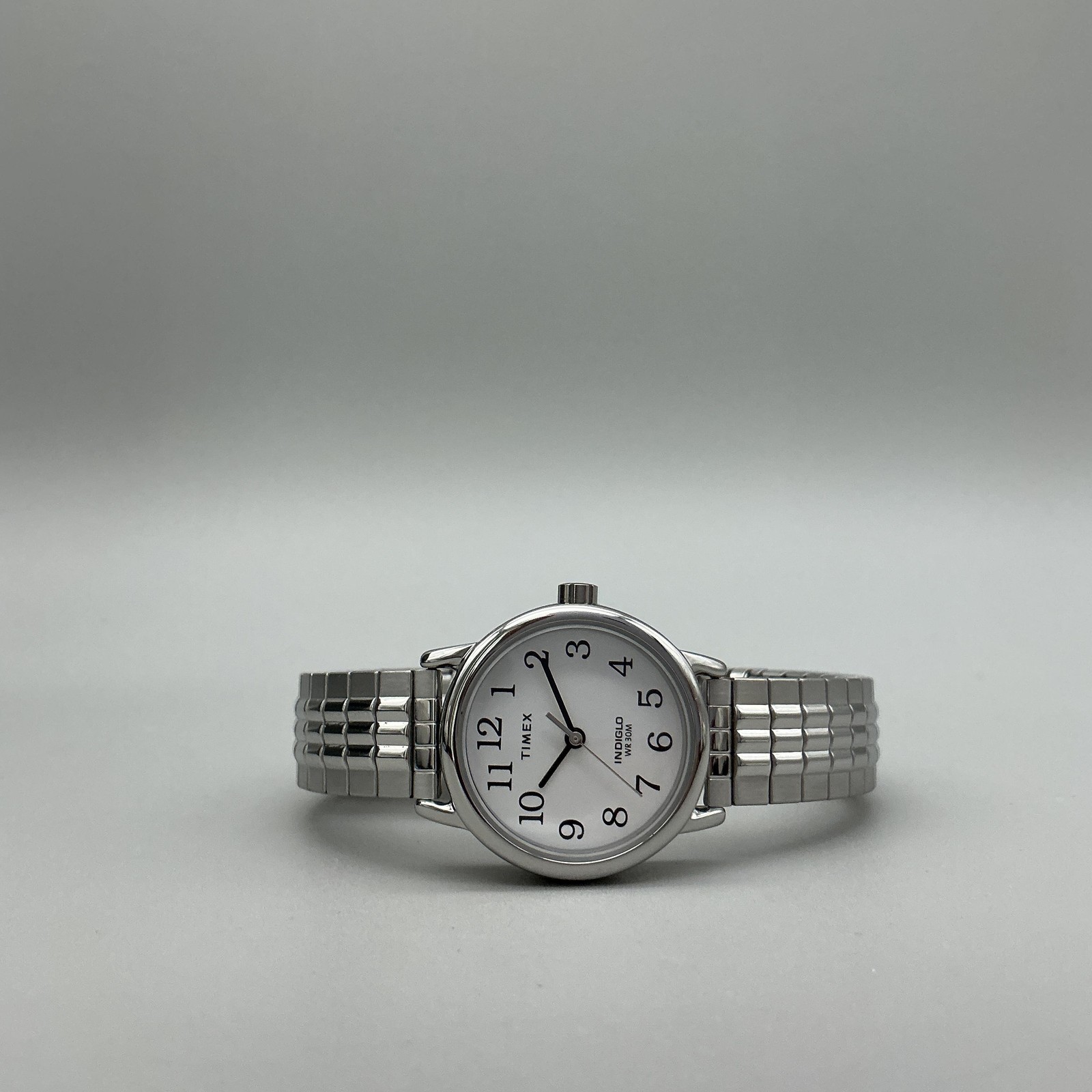 Timex Easy Reader Womens Watch 25mm White Dial Indiglo Expansion Band Stainless