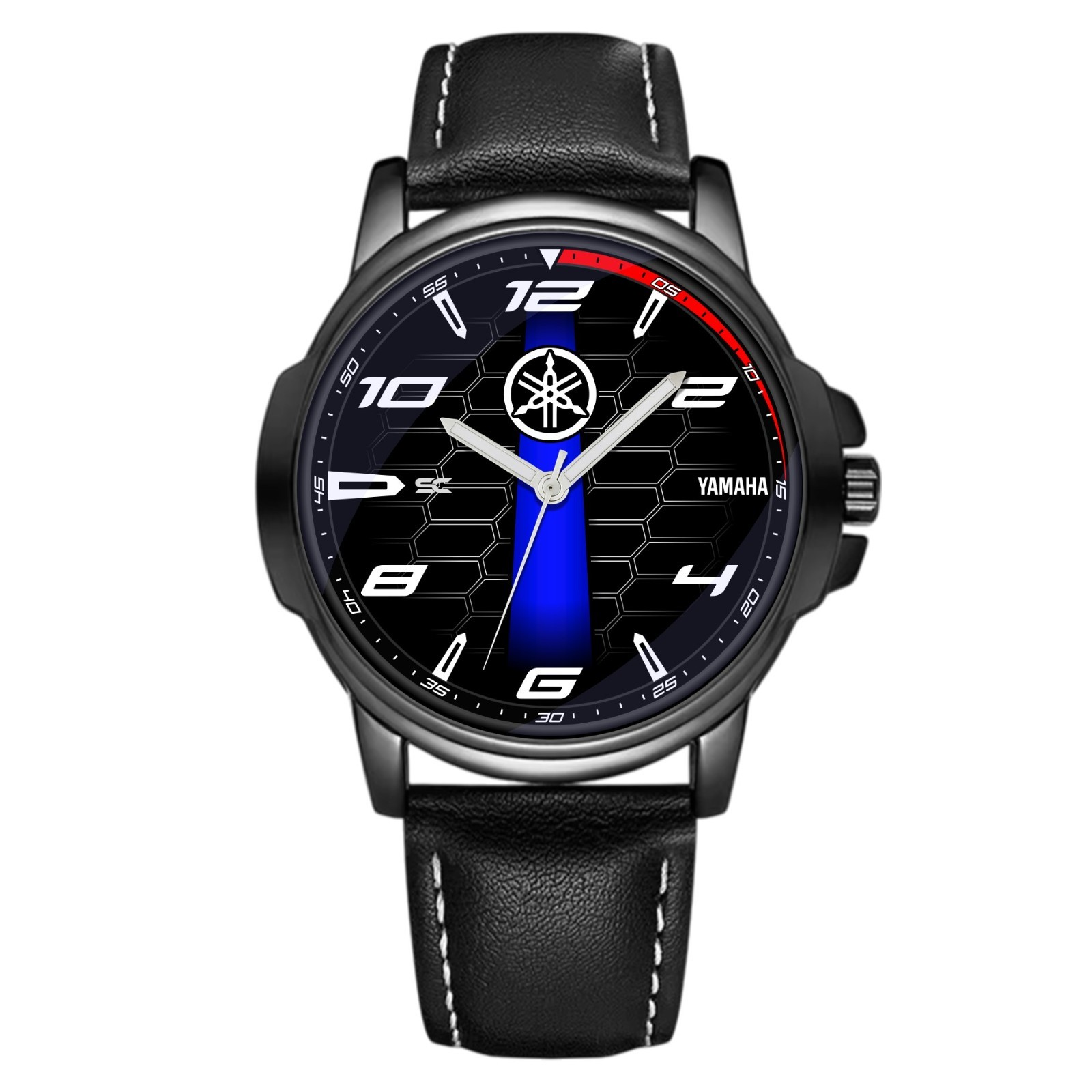 Yamaha Sport Heritage Black & Blue R1 MT Fan Art Quartz Motorcycle Wrist Watch