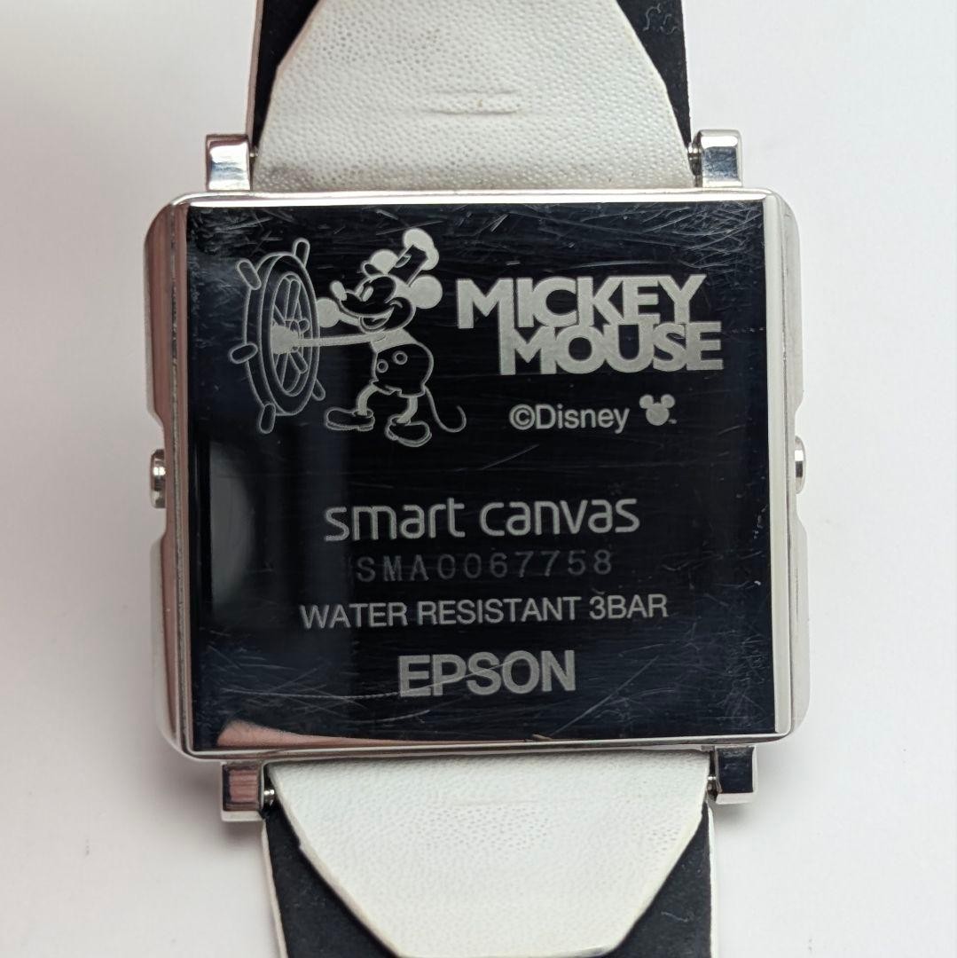 Epson Smart Canvas Mickey Mouse Watch Digital Working Free Size Band Japan Rare