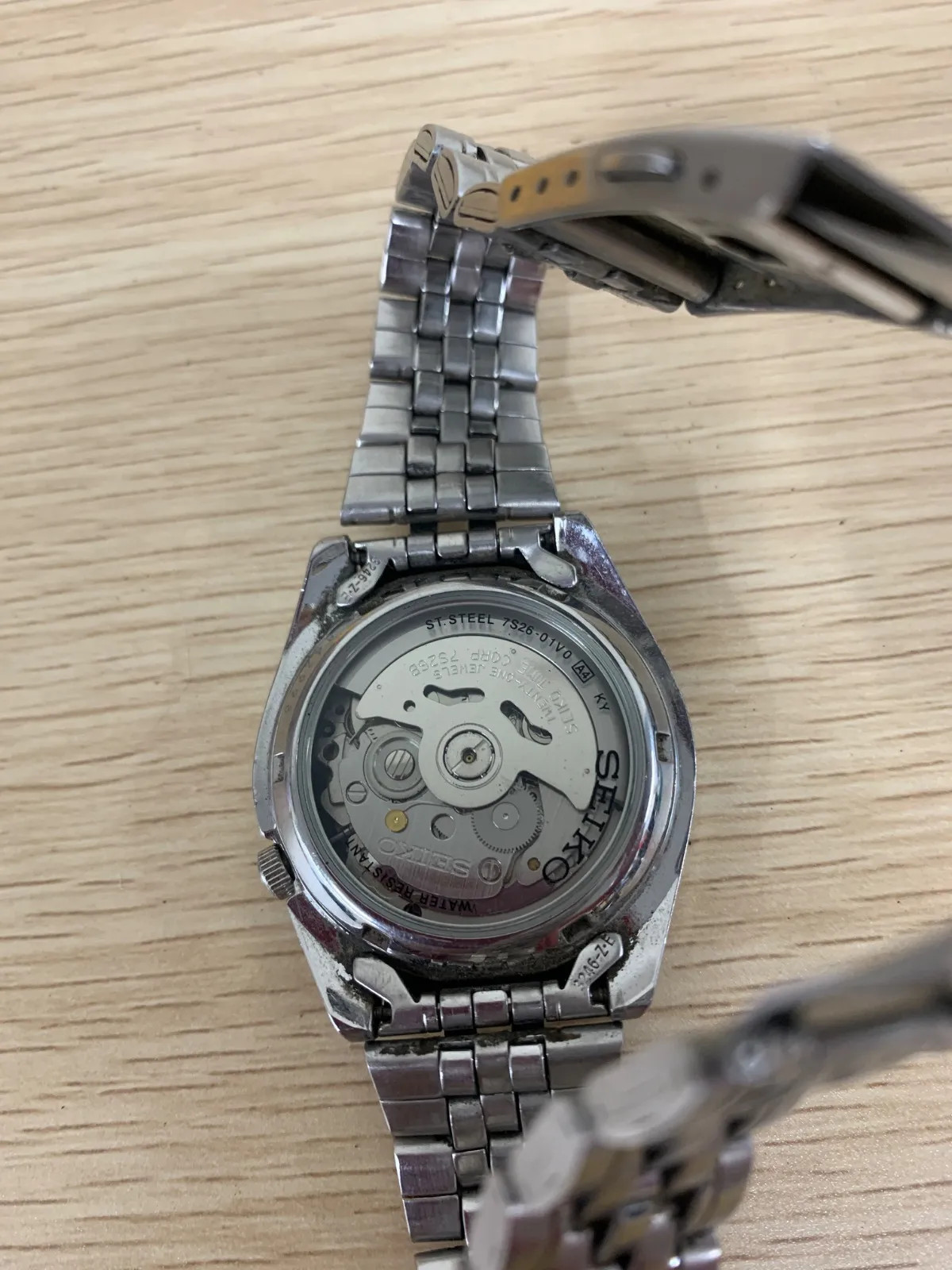 % [Non-working item] Seiko 5 Automatic Watch, Skeleton Caseback, 7S26-01V0, Men&