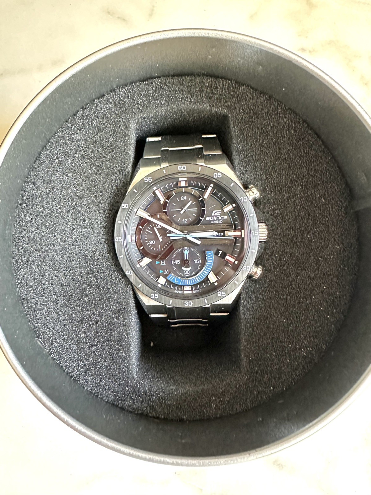 Casio Edifice EQS-920DB-1B Solar Chronograph Black Dial Stainless Steel Watch