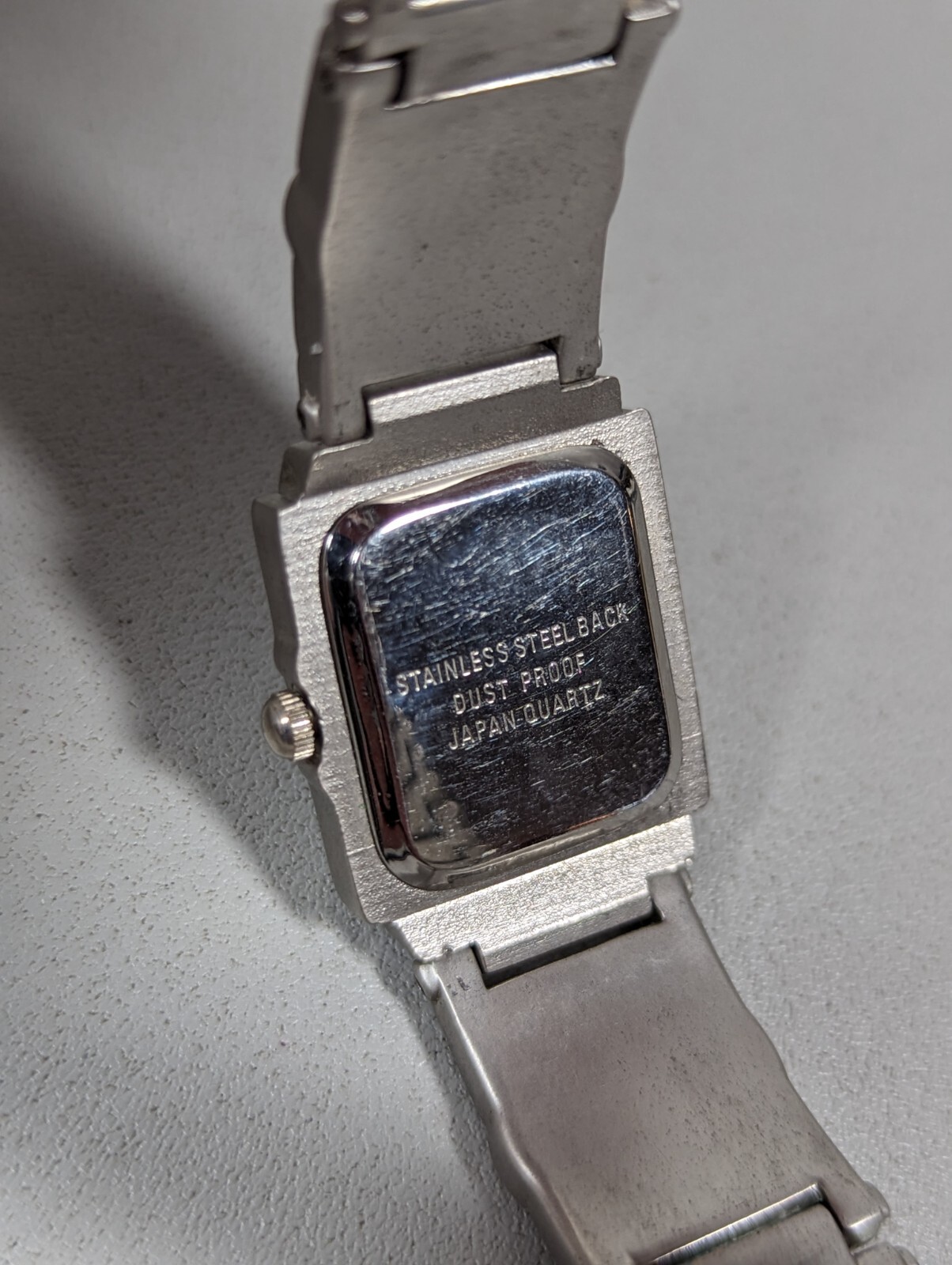 Womans Classique Blue Dial Rectangle Silver Tone Case Stainless Band Watch 7.5in