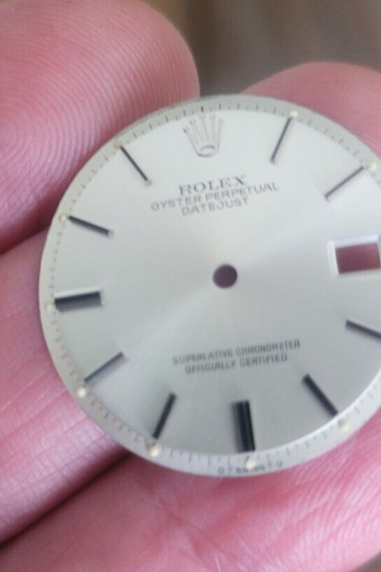 Rolex Silver Sigma datejust black lacquer top 1601 pie pan dial for St. steel