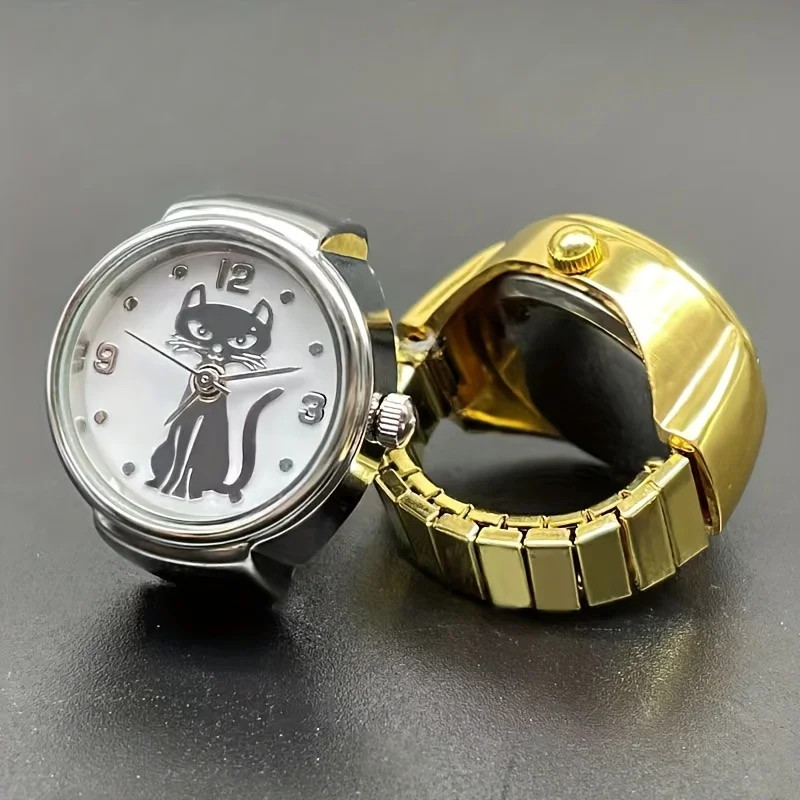 1PC niche handsome kitten circular pointer quartz ring watch hot selling