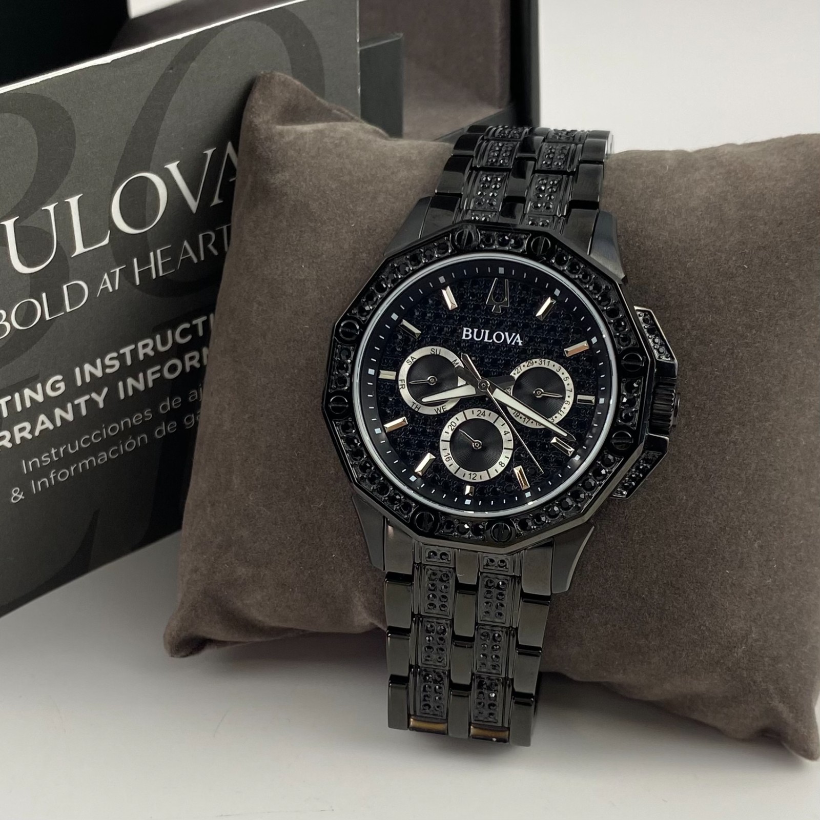 Bulova 96C134 Men’s Octava Crystal Silver Dial Quartz Bracelet Watch 41.5mm