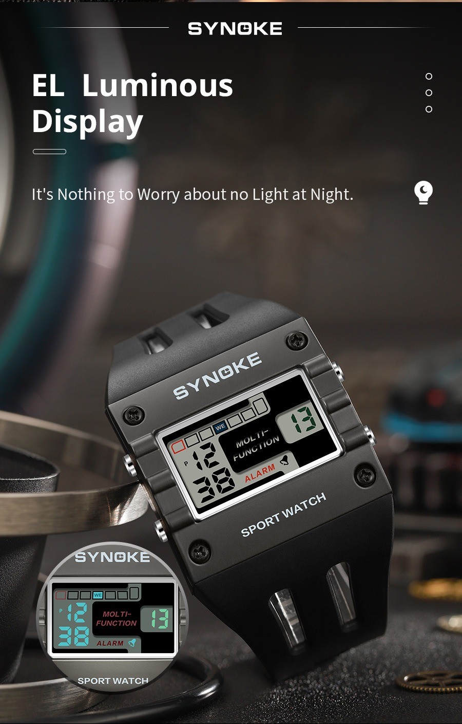 Alloy Watch for Men Square Large LED Screen Digital Backlight Waterproof Sports