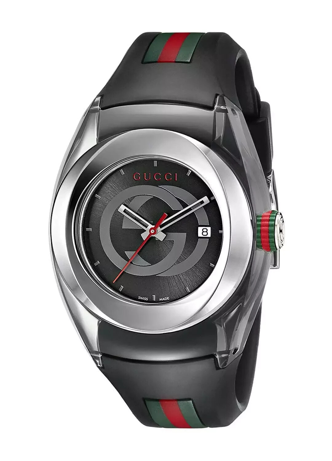 NEW GUCCI SYNC L Stainless Steel with Black Rubber Strap Unisex Watch YA137301