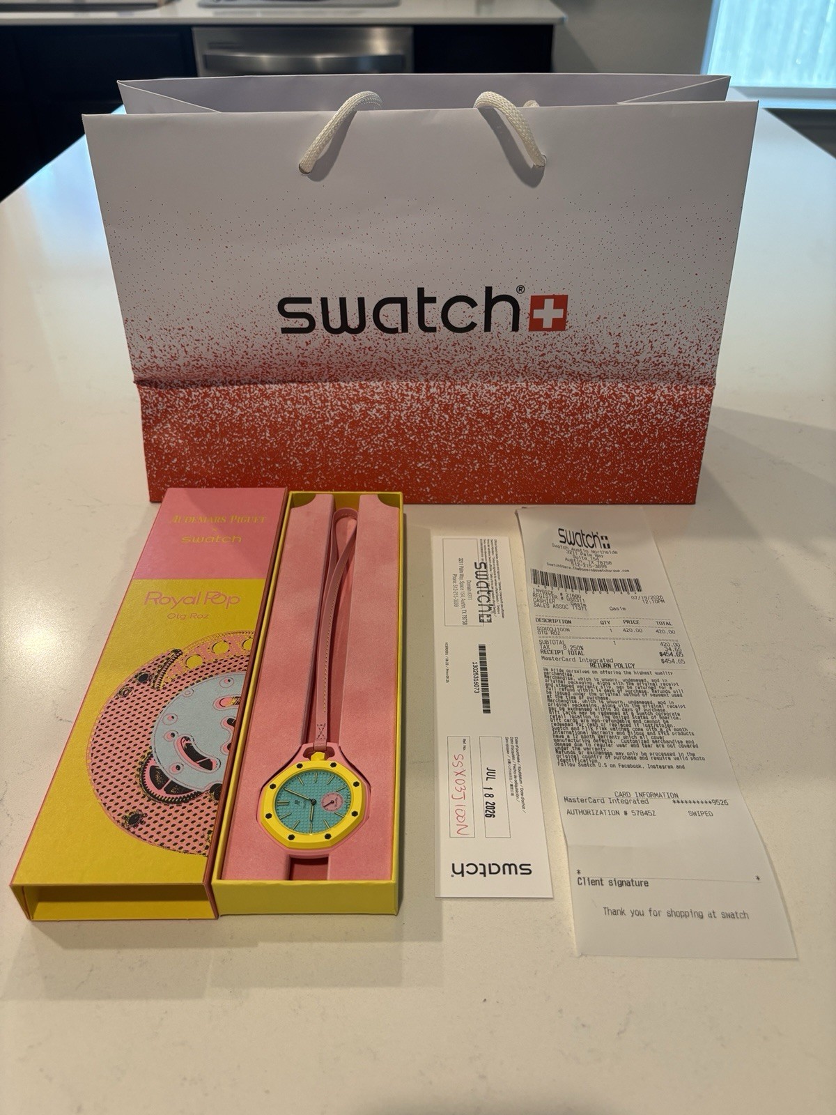 Swatch x Audemars Piguet Royal Pop OTG ROZ Pink/Yellow w/ Box & Receipt