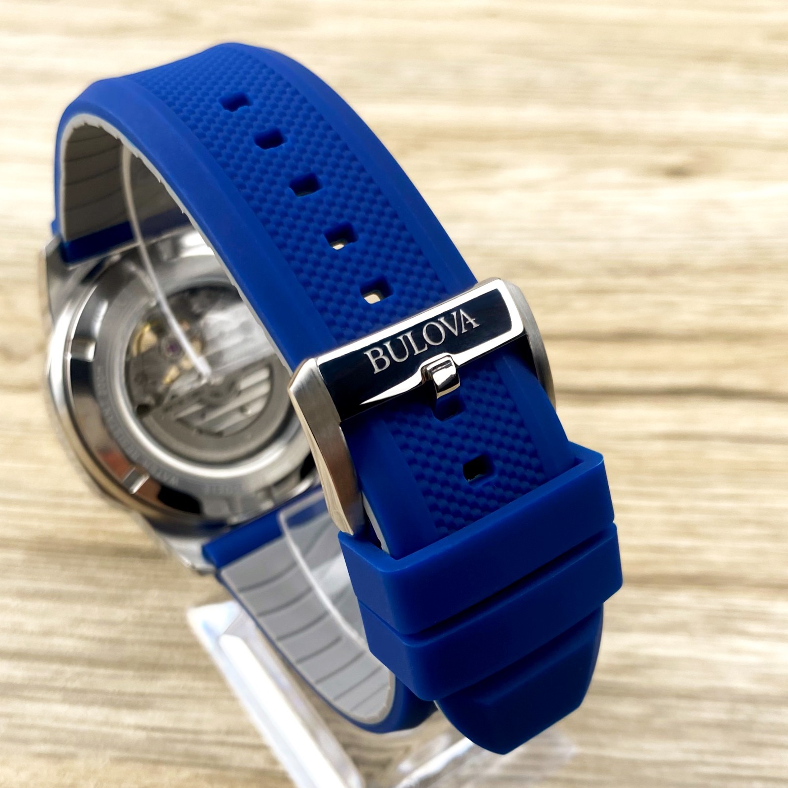 Bulova Marine Star 98A303 Automatic Men’s Watch 45MM Blue Dial Blue Rubber Strap