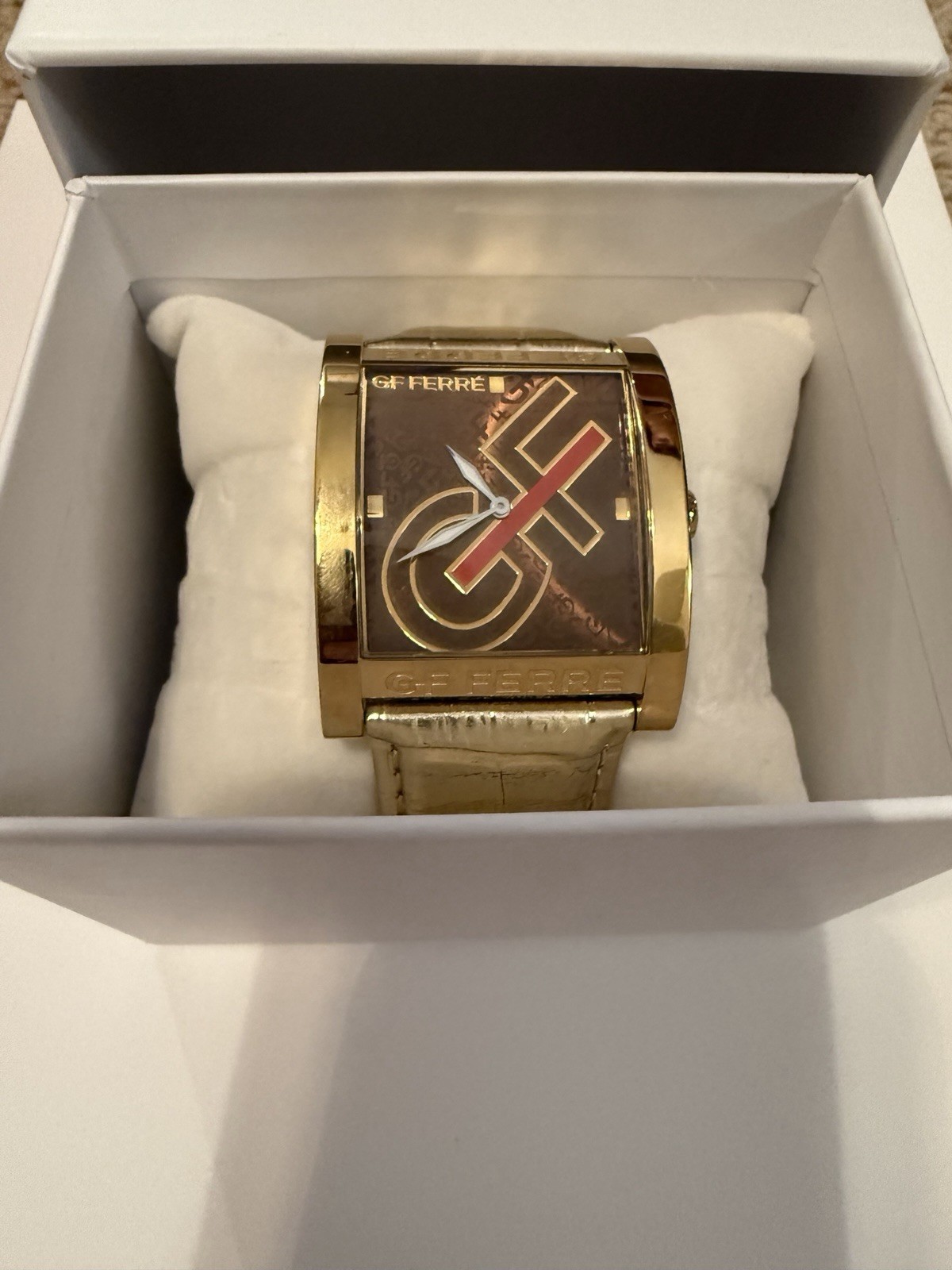 GF Ferre Swiss Made Gold Tone Women’s Quartz Watch Brown Dial Leather Band