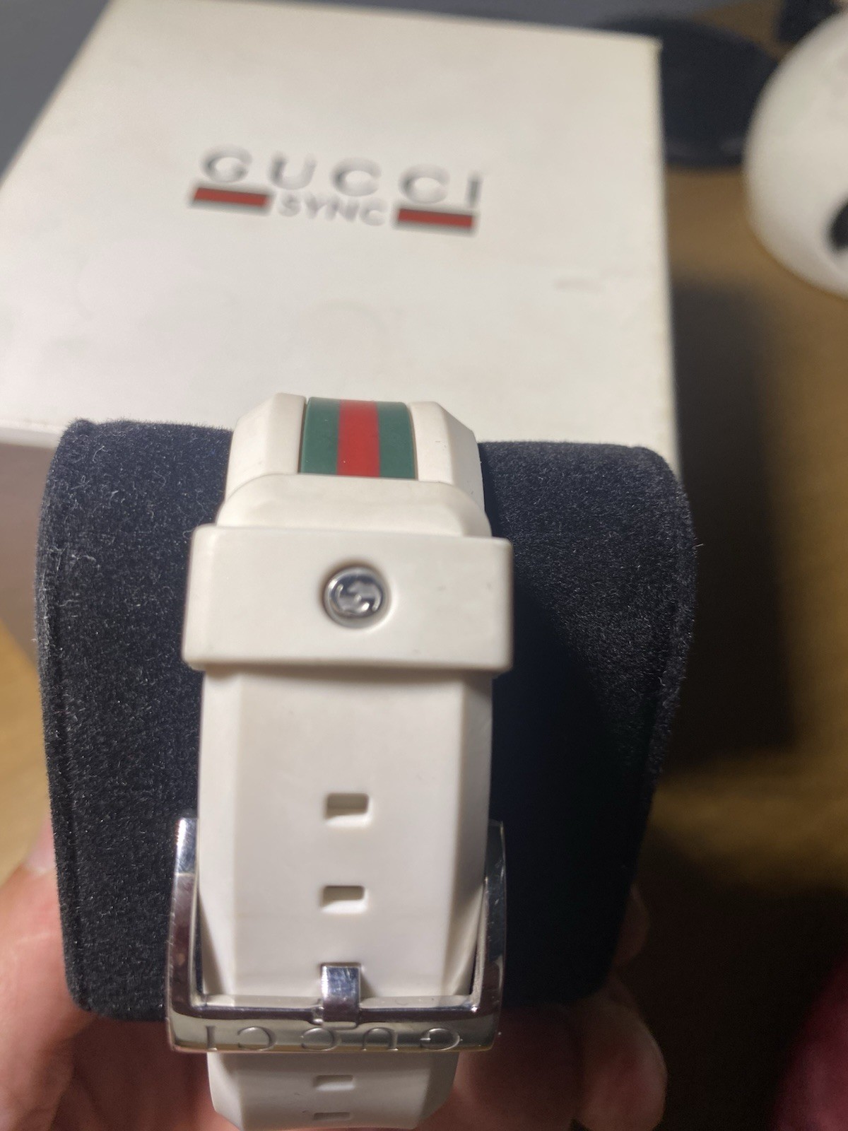 Gucci Sync 46mm Clear Transparent Nylon Case with White Rubber Straps