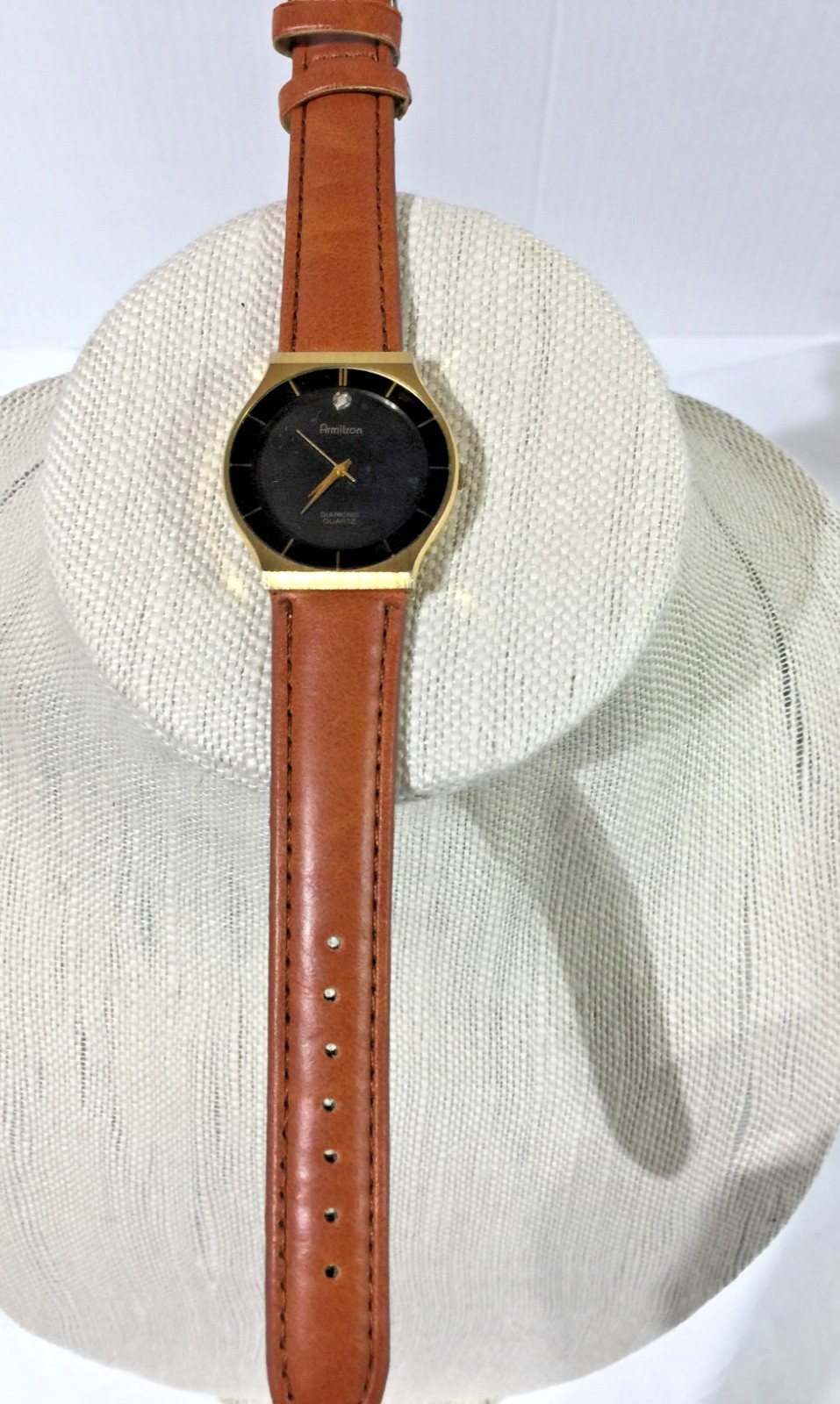 Vintage Armitron 20/2228 Men’s Diamond Accent Gold & Black Quartz Watch Working!