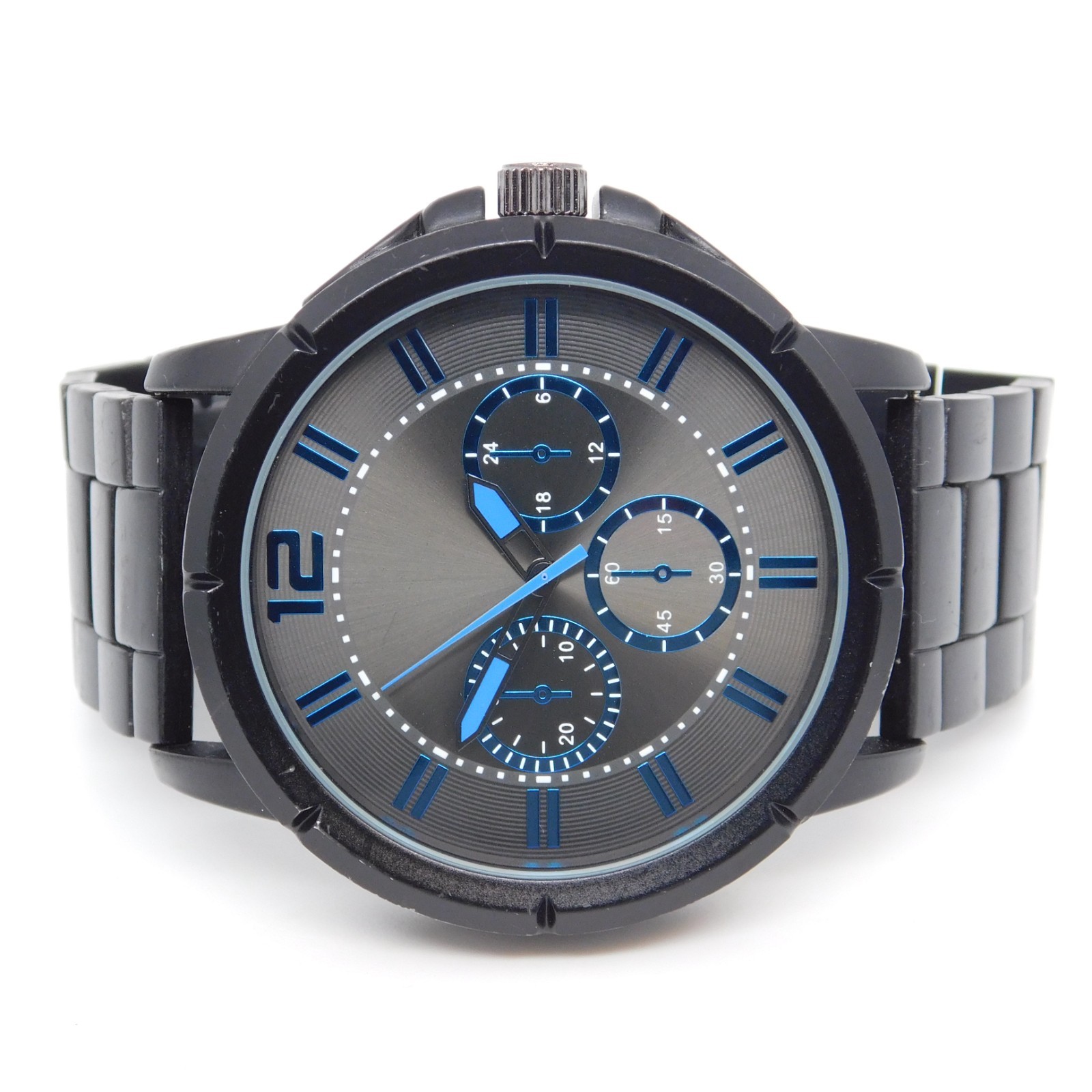 FMD FMDAL8055 Black-Tone Quartz Men’s Oversize Watch Sz. 7 1/2″ New Battery
