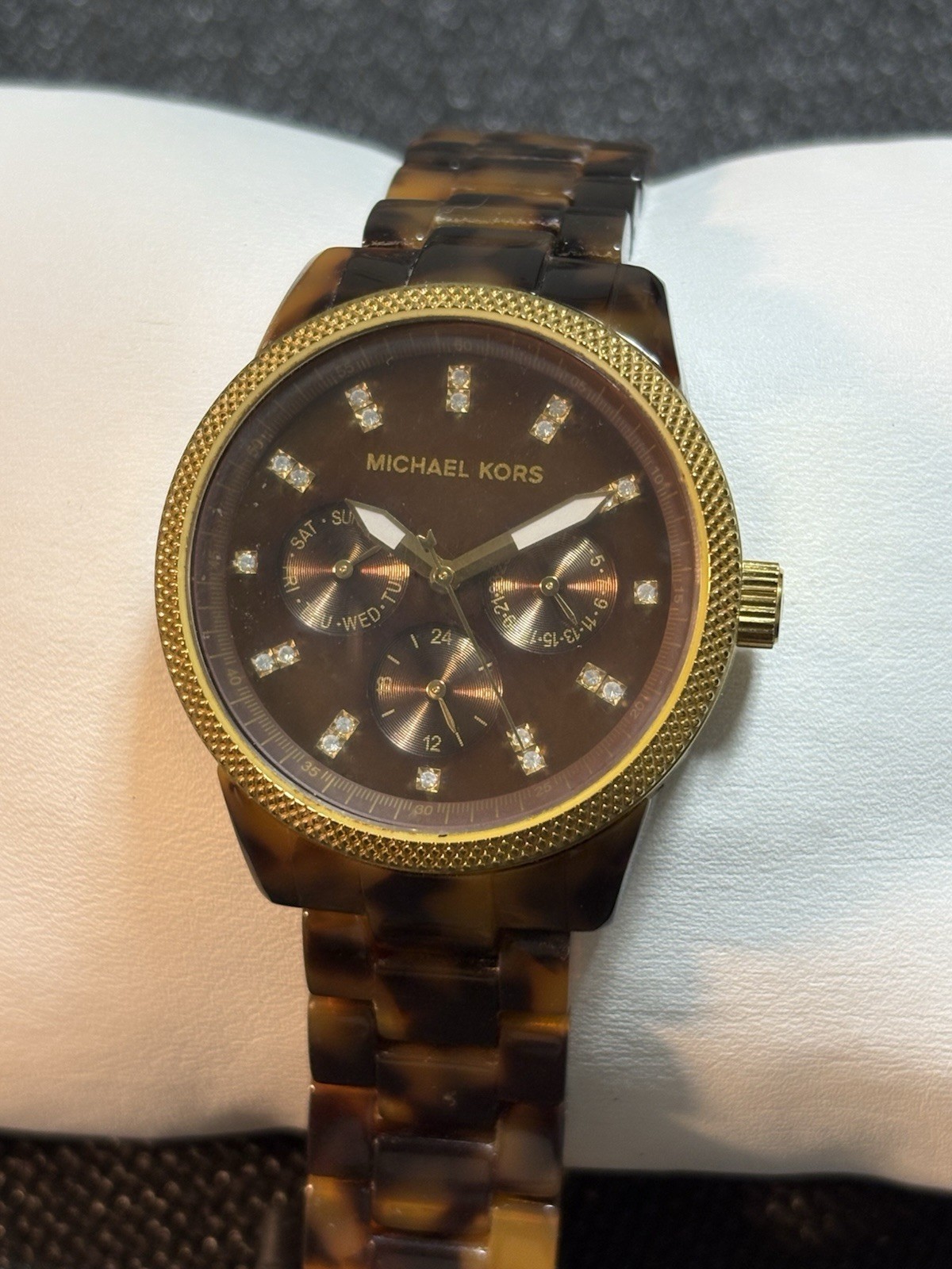 Michael Kors Women Tortoise Shell Acrylic Watch MK5038 Ladies,Untested (Read)