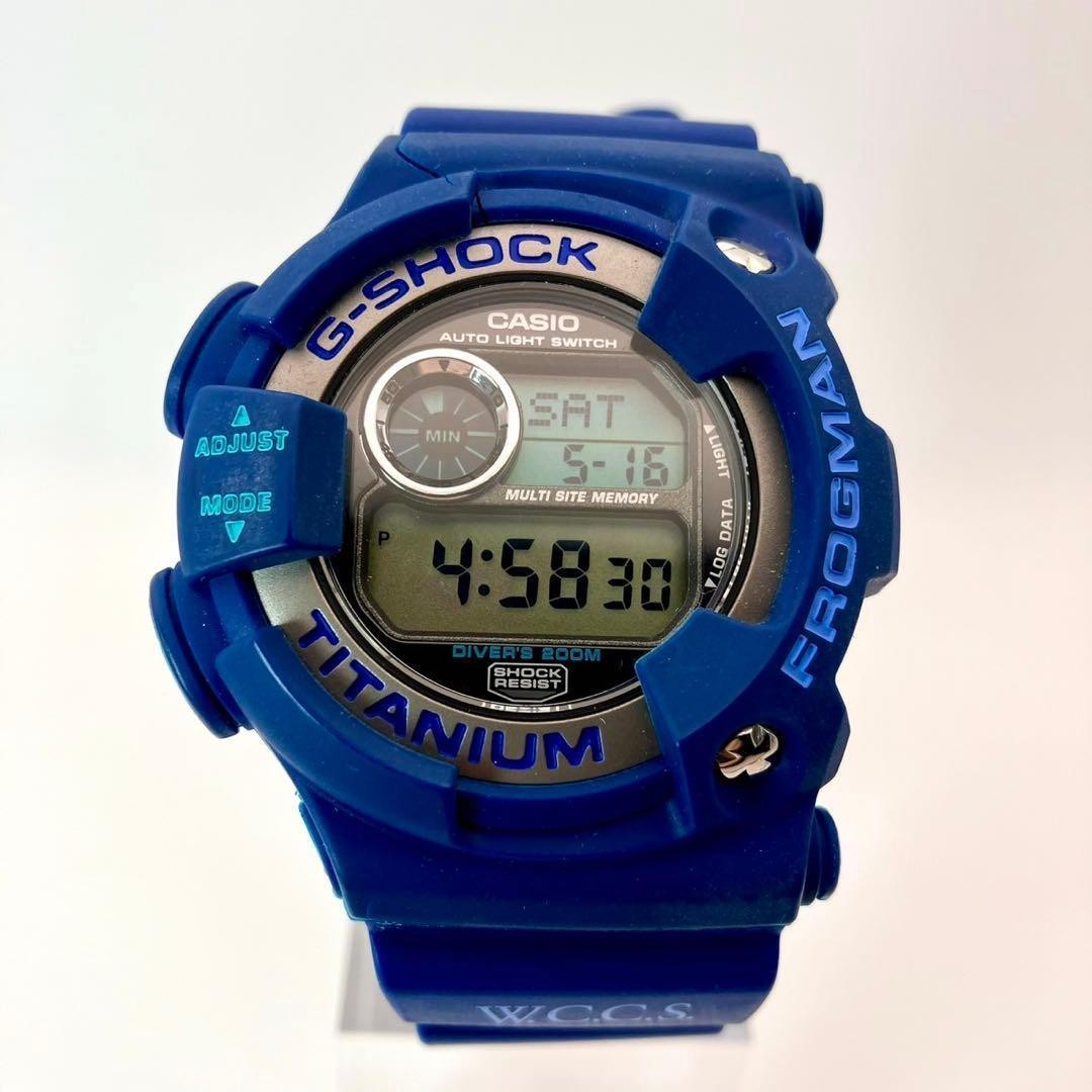 CASIO G-SHOCK DW-9902 WCCS FROGMAN Blue Titanium Watch Used Japan