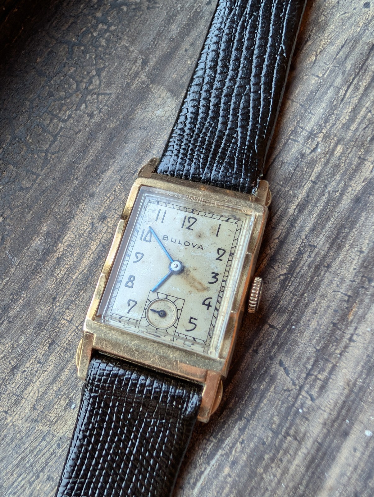 Bulova His Excellency Tank Manual 21j USA made Kreisler Lizard band Running 1948