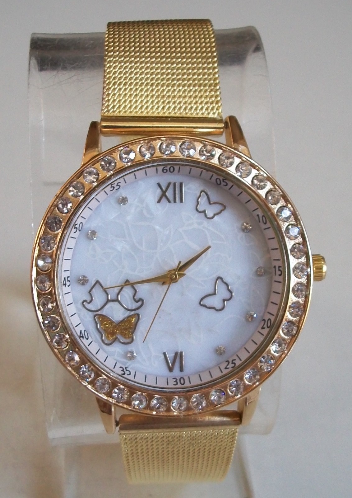 Butterfly Gold Finish Rhinestone Women’s Fashion Dressy Casual Watch