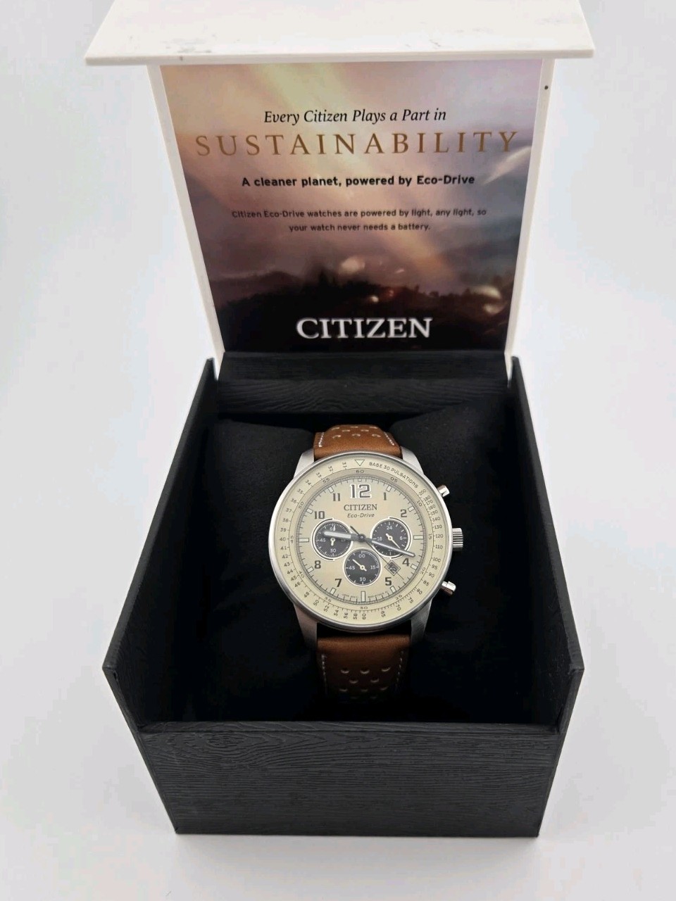 Citizen Men’s CA4500-08X Eco-Drive Chronograph Stainless Steel Leather Watch NEW