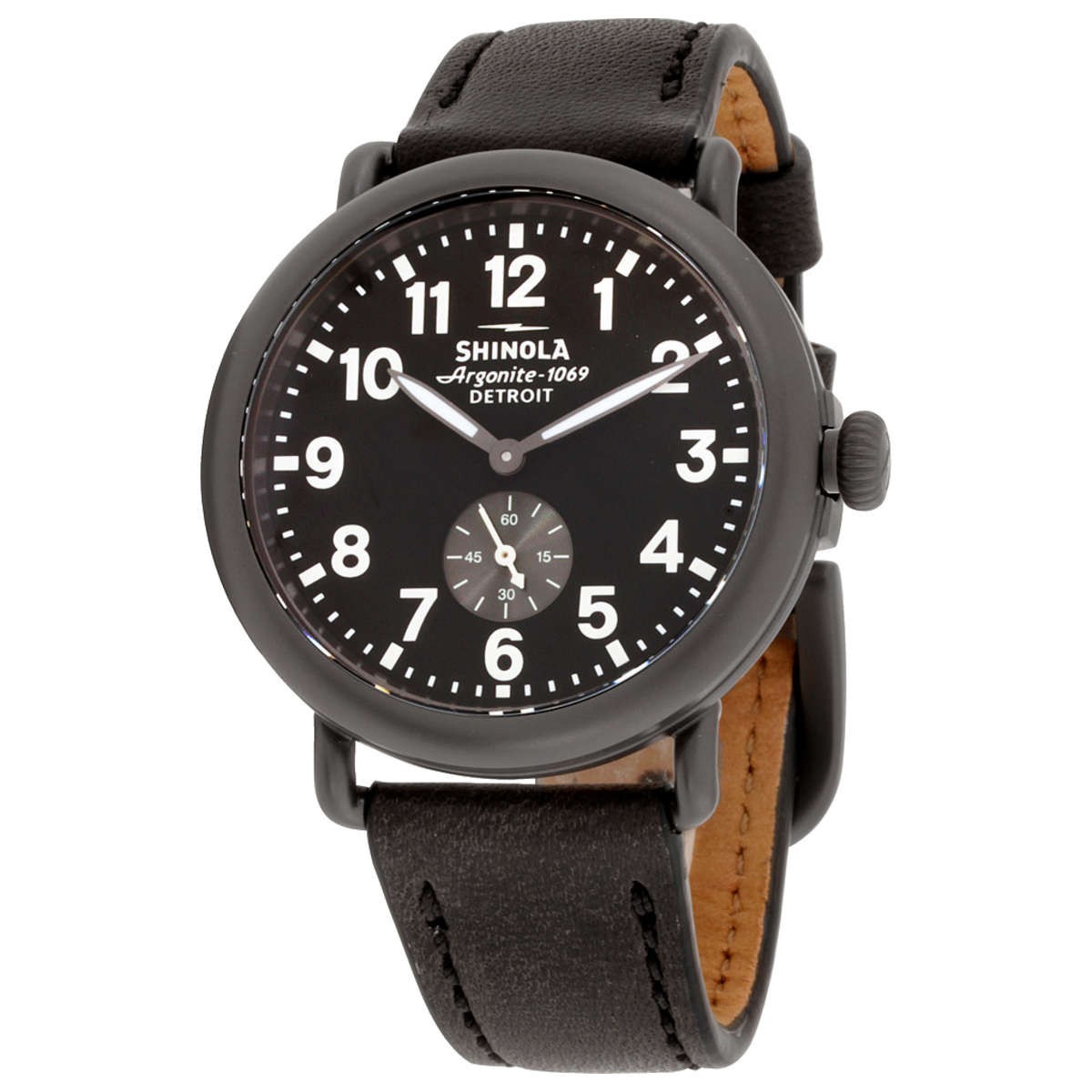 Shinola The Runwell All Black Leather and Dial Men’s Watch S0110000012 NWT
