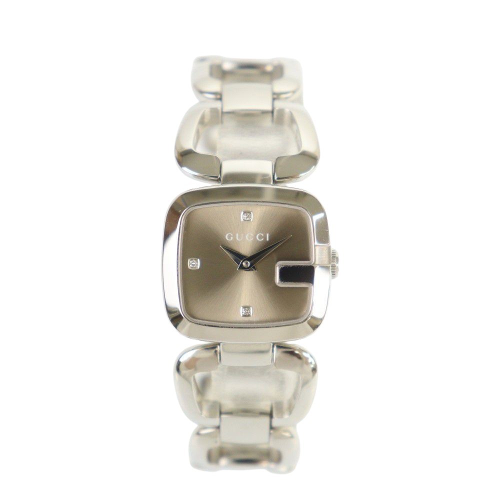 Gucci G Collection Quartz Watch Silver Steel Brown Dial 24mm AB Used