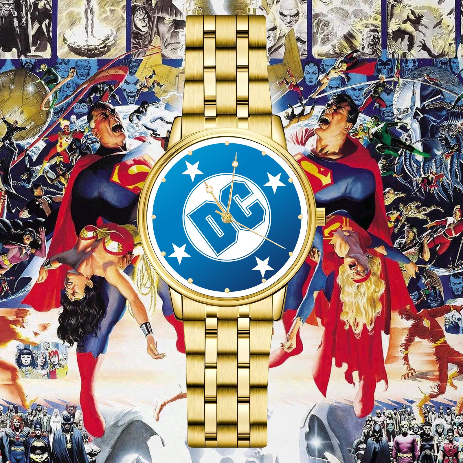 DC Comics Classic Logo Engraved Wristwatch