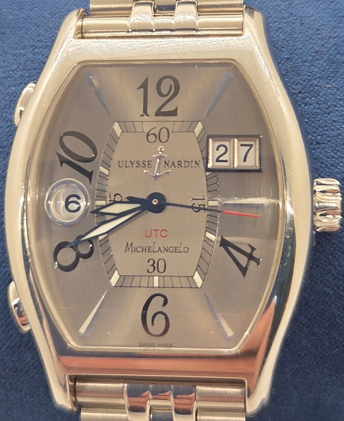 Ulysse Nardin Rare Silver Dial Big Date Dual Time Automatic Swiss Watch