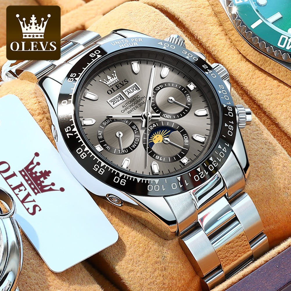 Automatic Mechanical Waterproof Watch Moon Phase Luxury Dial Men’s Men Strap