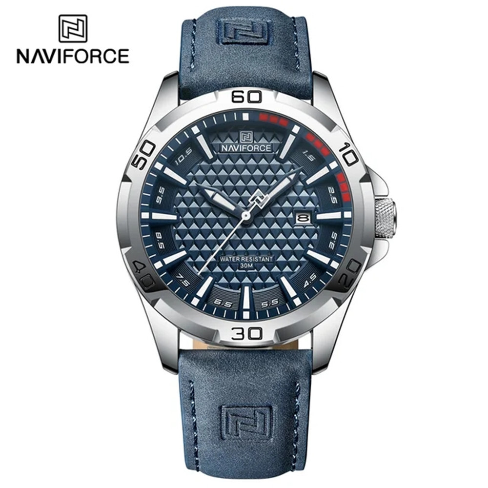 NAVIFORCE Men Quartz Watch Leather Watch Gifts Simple Dial Male Sport Wristwatch