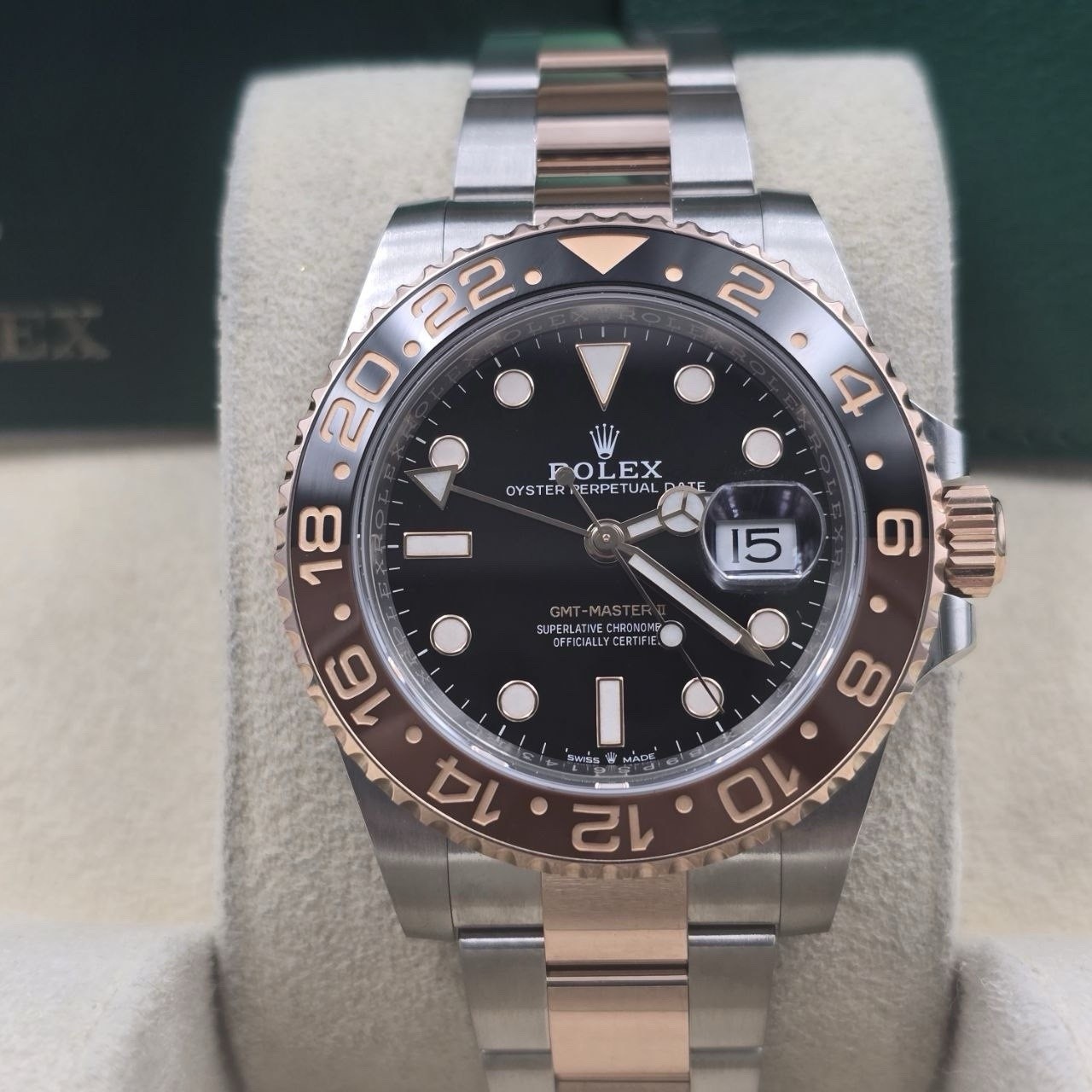 PAPERS 2019 Rolex GMT-Master II Rootbeer 40mm 126711CHNR Two-Tone Rose Gold BOX