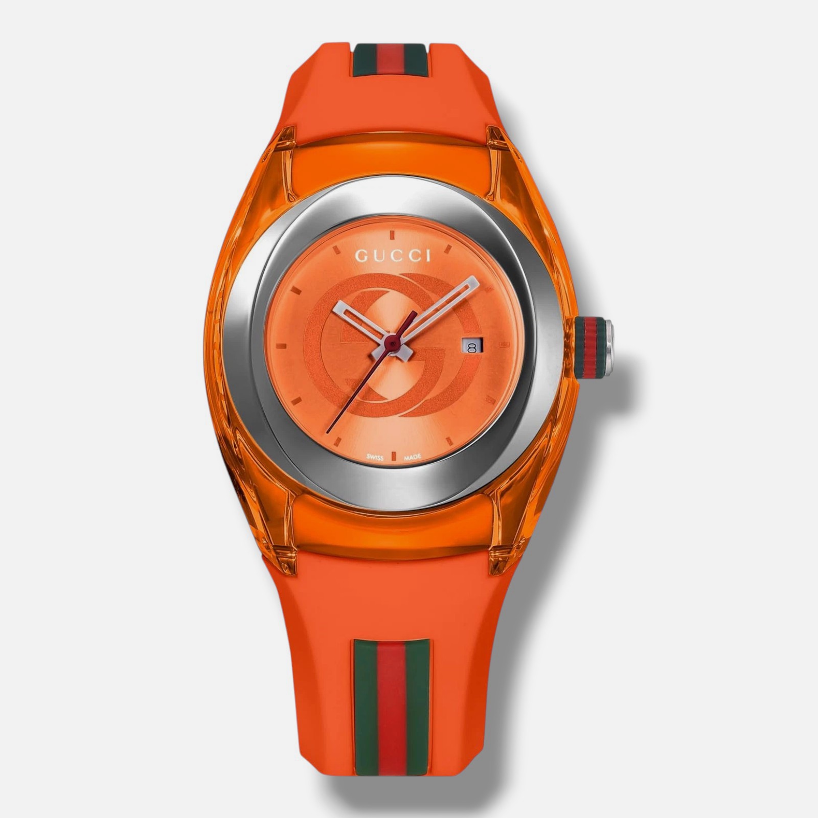 GUCCI Women’s Orange Quartz SYNC Rubber Strap Dial Swiss Watch 36MM YA137311