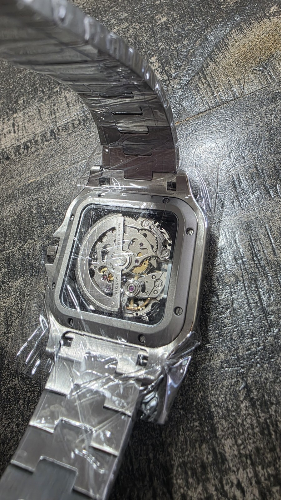 VVS Moissanite Skeleton Automatic Watch Stainless Steel Luxury New Silver/Clear