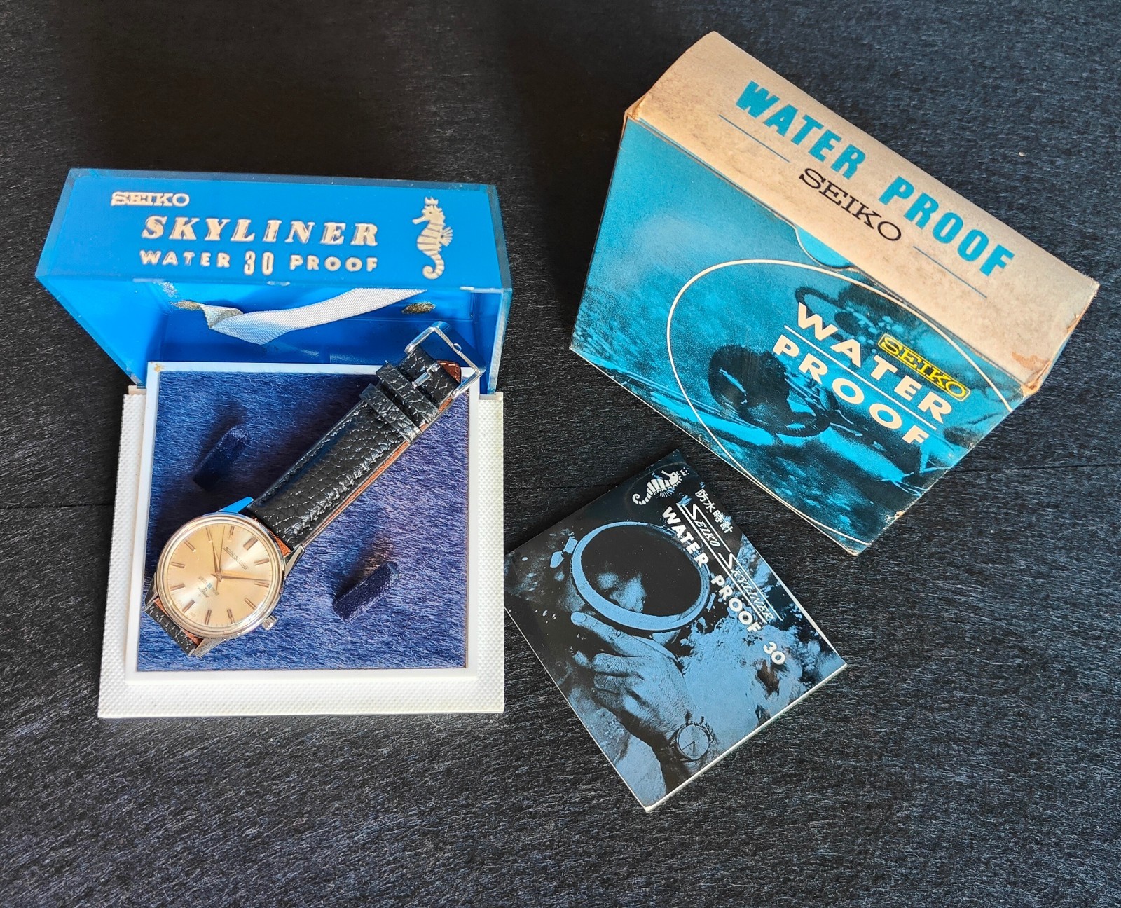 Ultra Rare Seiko Skyliner 14092 Seahorse “Water 30 Proof” (1960s) – FULL SET