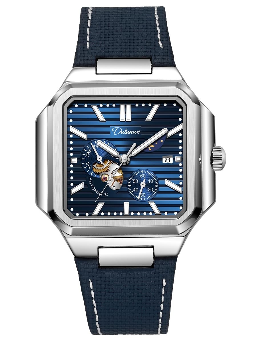 Square Automatic Men’s Watch – Running Seconds 24H Day Night 3ATM