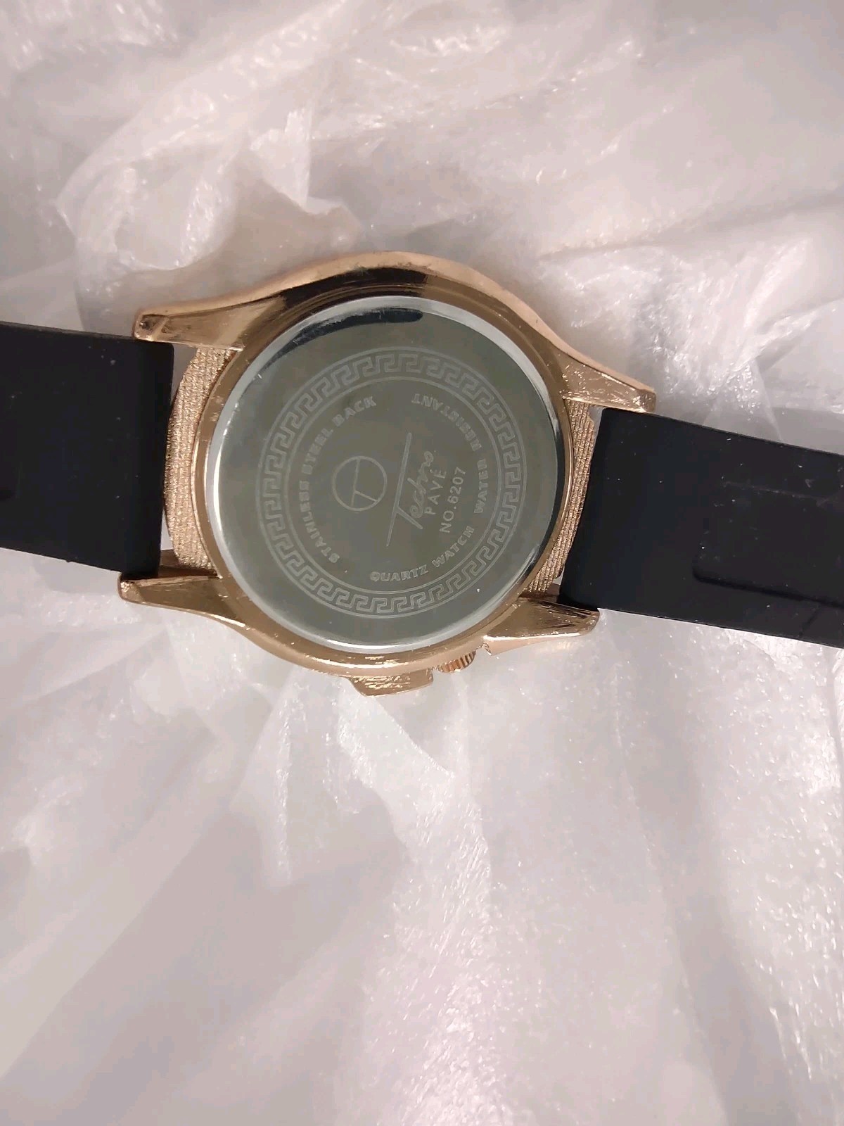 Techno Pavé Quartz Copper Dial Black Rubber Strap Luxury Men’s Wristwatch