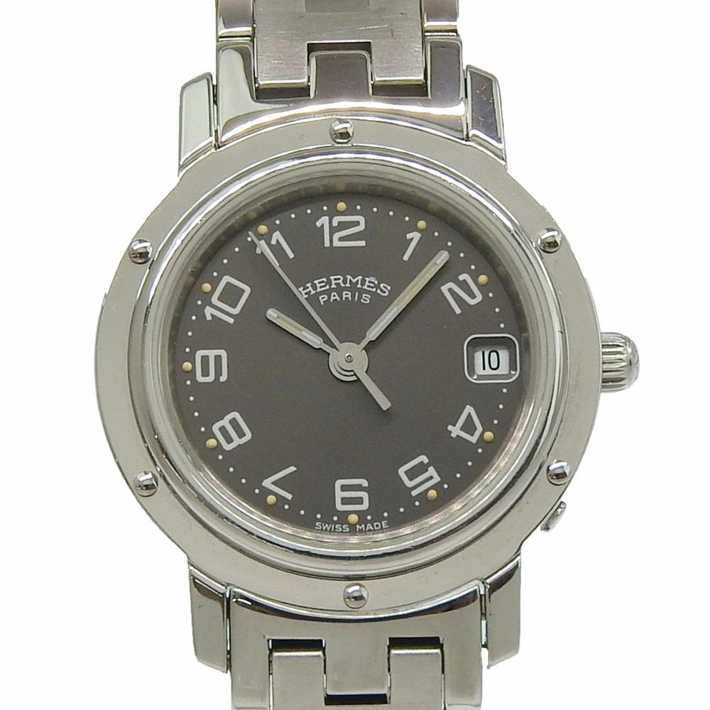 HERMES CL4.210 Gray Wrist Size 15.0cm Ladies Used Watch #631823