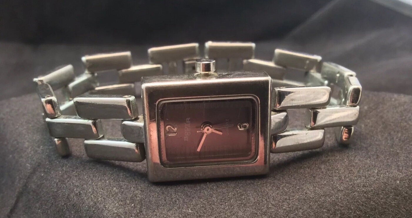 Ladies Body Gear Silver Tone Quartz Watch With Open Link Bracelet Band Works
