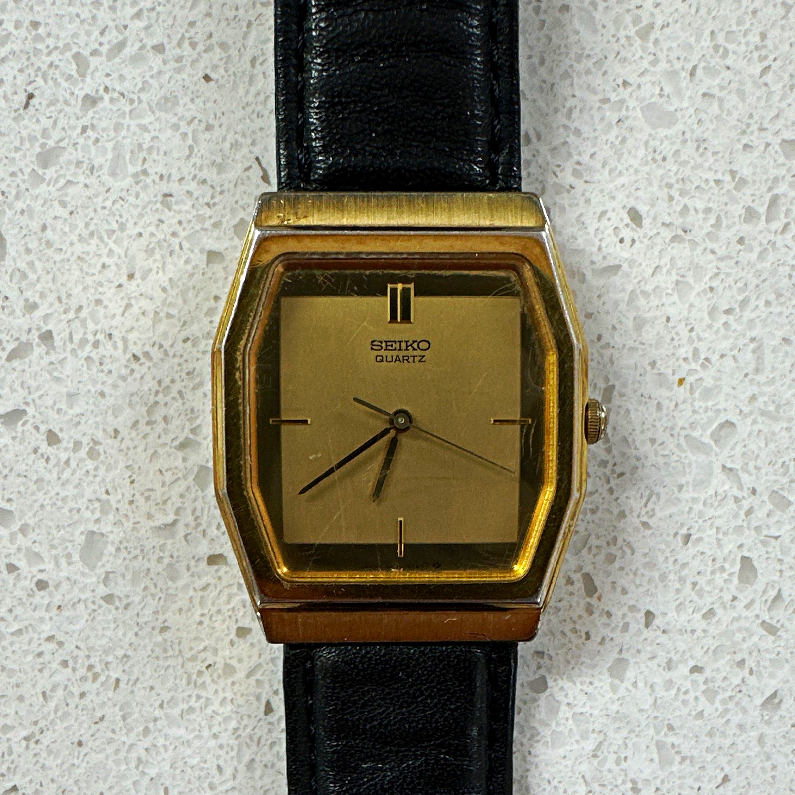 Vintage Seiko 6531-5030 Quartz Watch Gold Tone Octagonal Dress Watch Japan